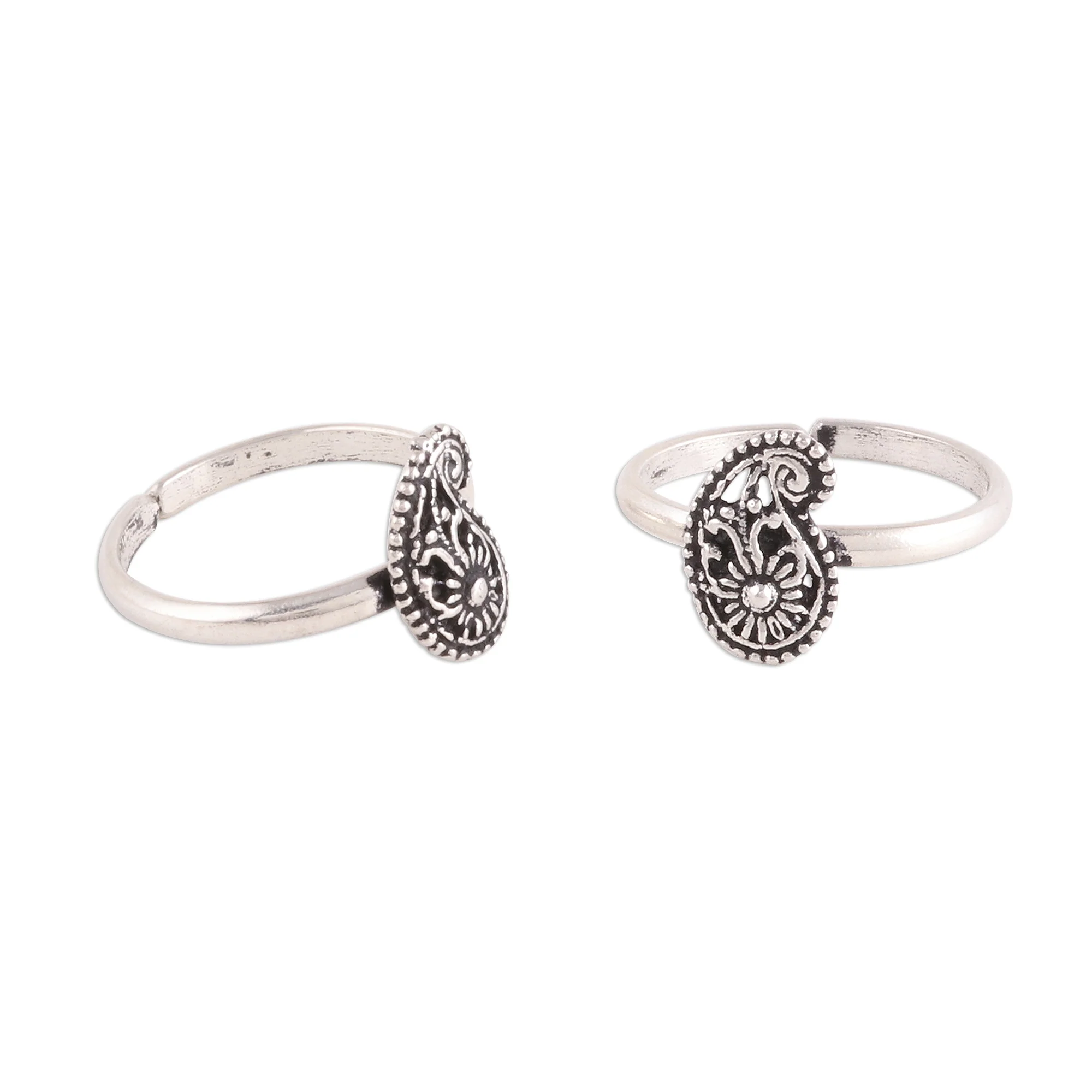 Paisley Royalty Sterling Silver Paisley Toe Rings from India - Image 3