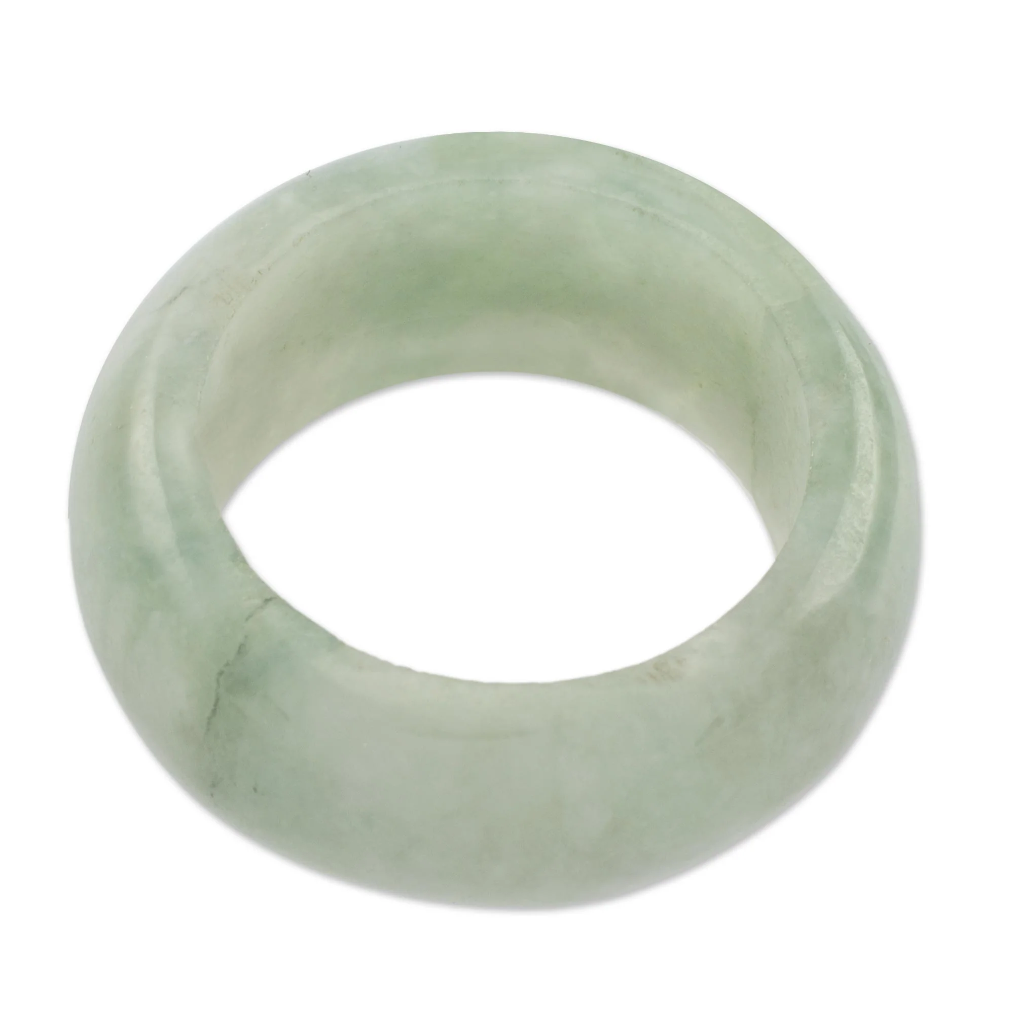 Pale Green Halo Jade Band Ring - Image 2