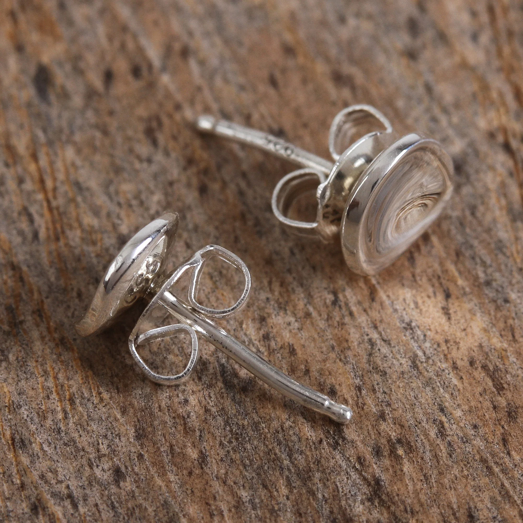 Parabolic Shine Modern Sterling Silver Stud Earrings from Mexico - Image 3
