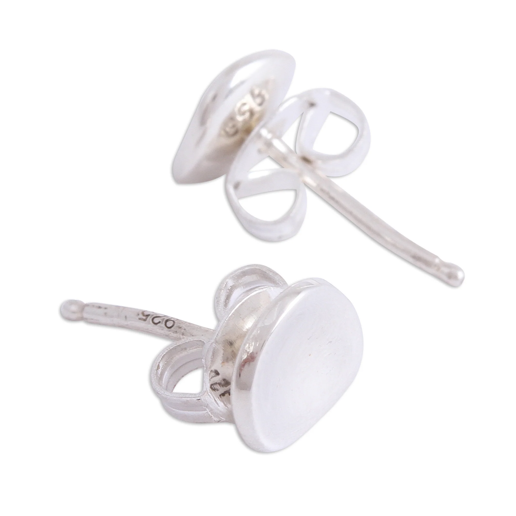 Parabolic Shine Modern Sterling Silver Stud Earrings from Mexico - Image 4