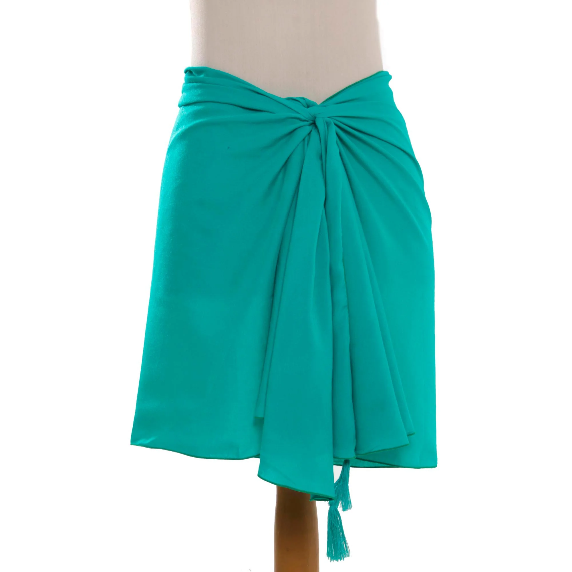 Paradise Breeze in Turquoise Handmade Turquoise 100% Rayon Short Sarong from Indonesia - Image 2