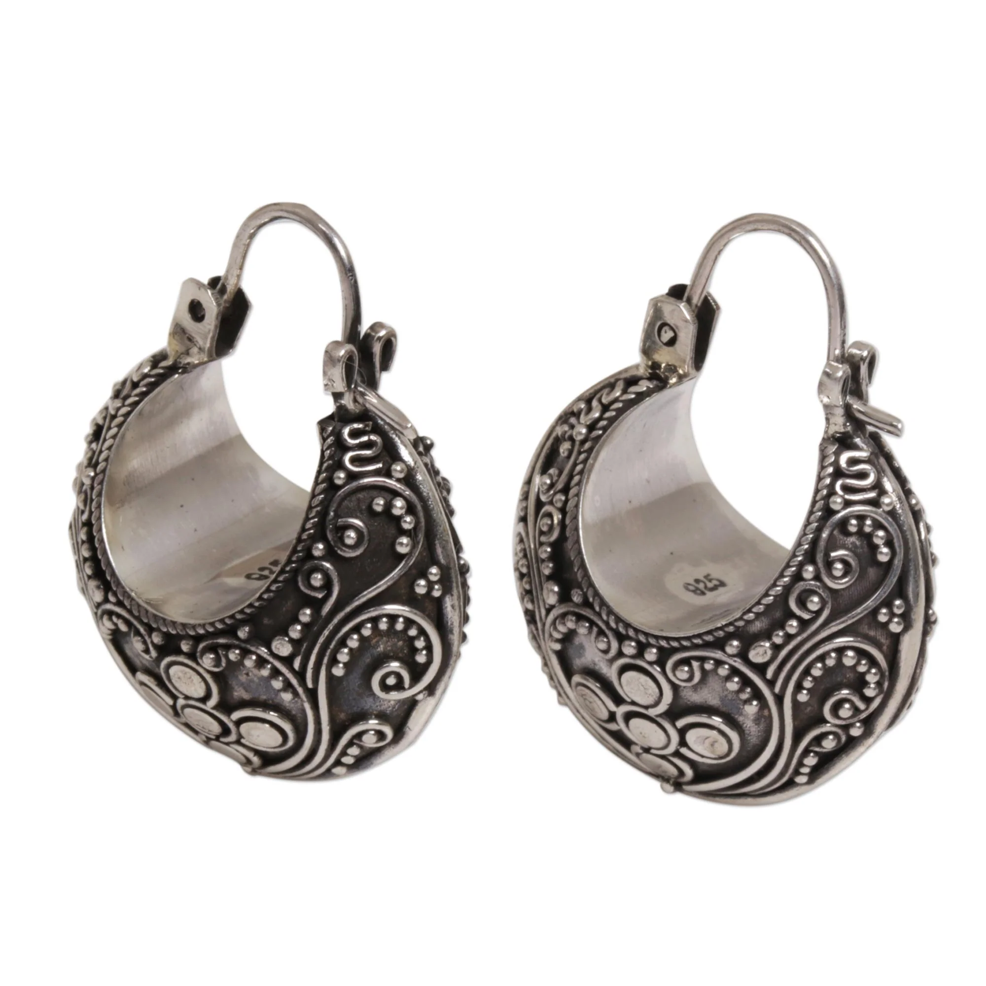 Paradise Half Moon Hinged Hoop Earrings - Image 4