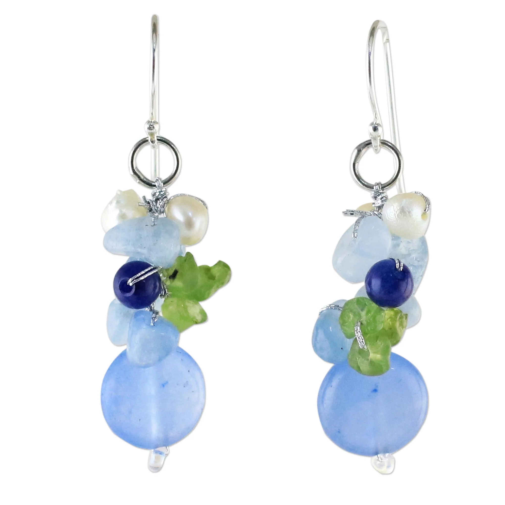 Parallelogram Shimmer Multi-Gem Earrings - Image 2