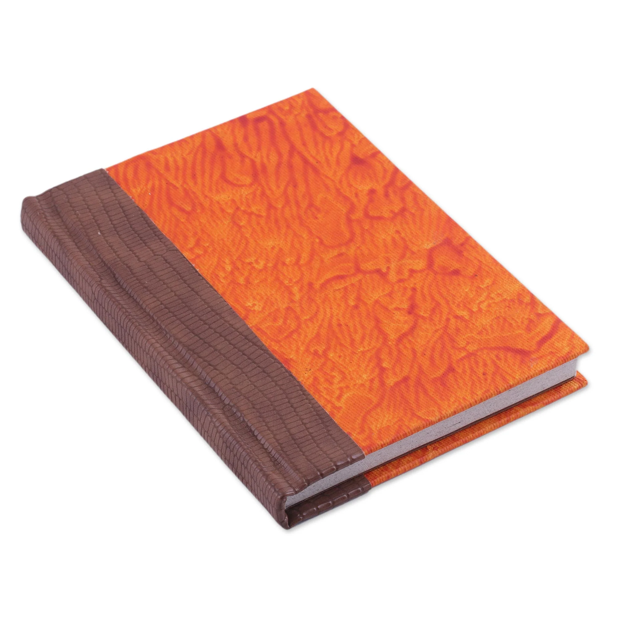 Passionate Fire Leather Journal in Brown and Burnt Orange from India - Image 2