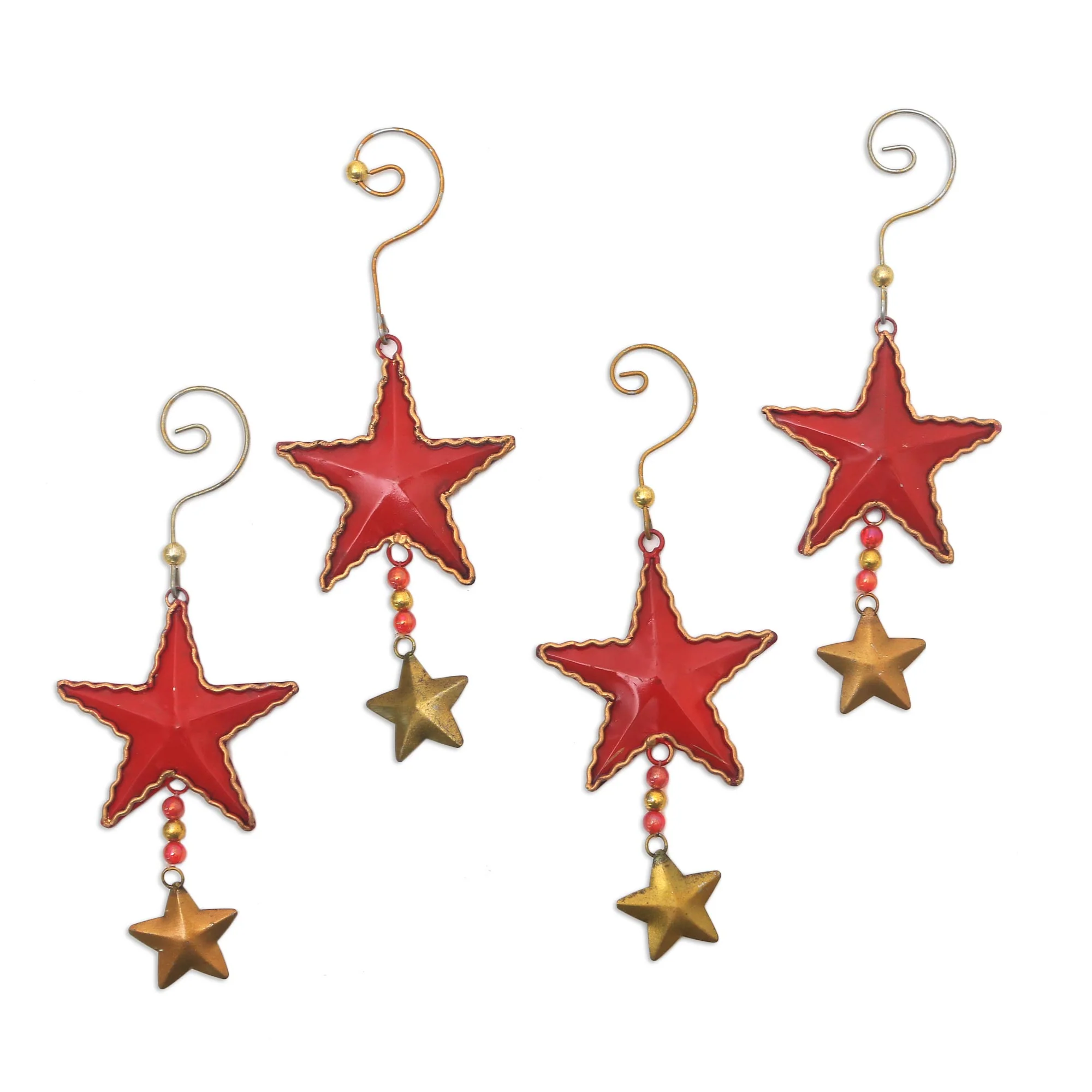Passionate Stars Handmade Steel Star Ornaments from Bali (Set of 4) - Image 2