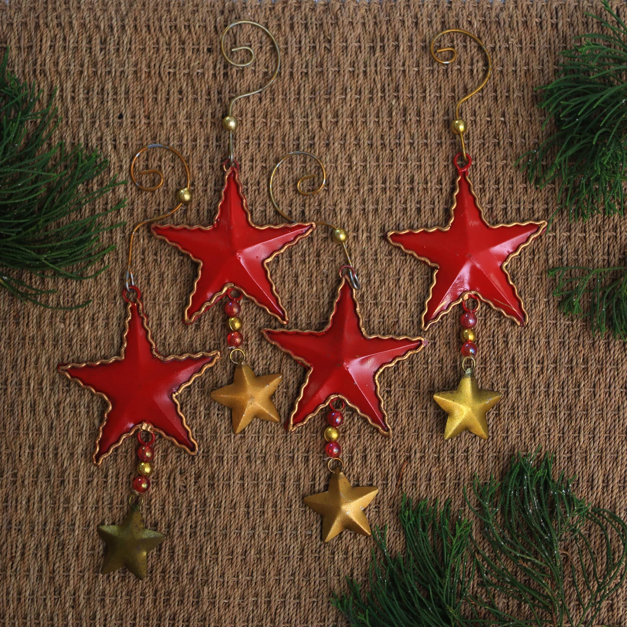 Passionate Stars Handmade Steel Star Ornaments from Bali (Set of 4) - Image 4