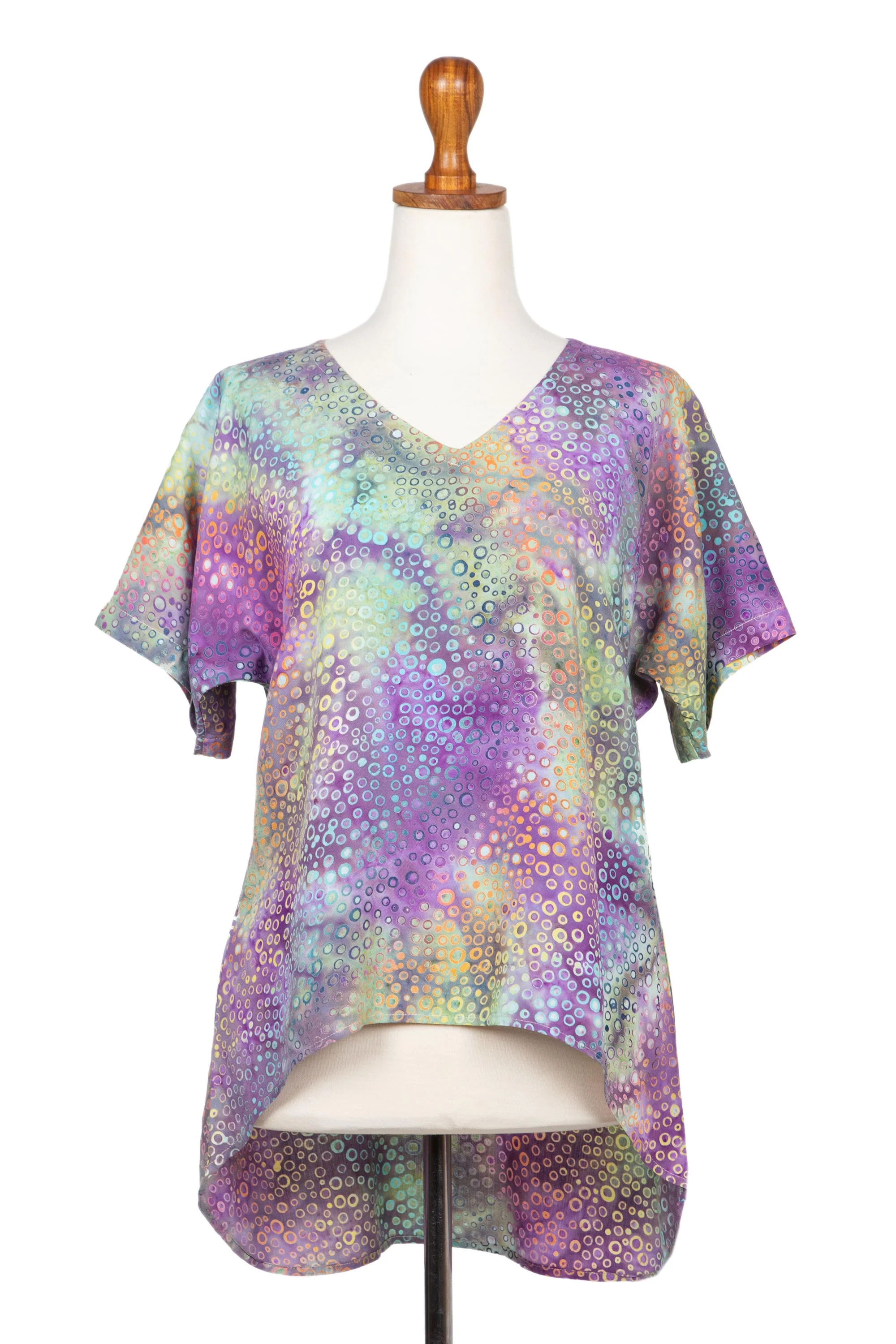 Pastel Bubbles Pastel Batik Hi-Low Rayon Blouse - Image 2