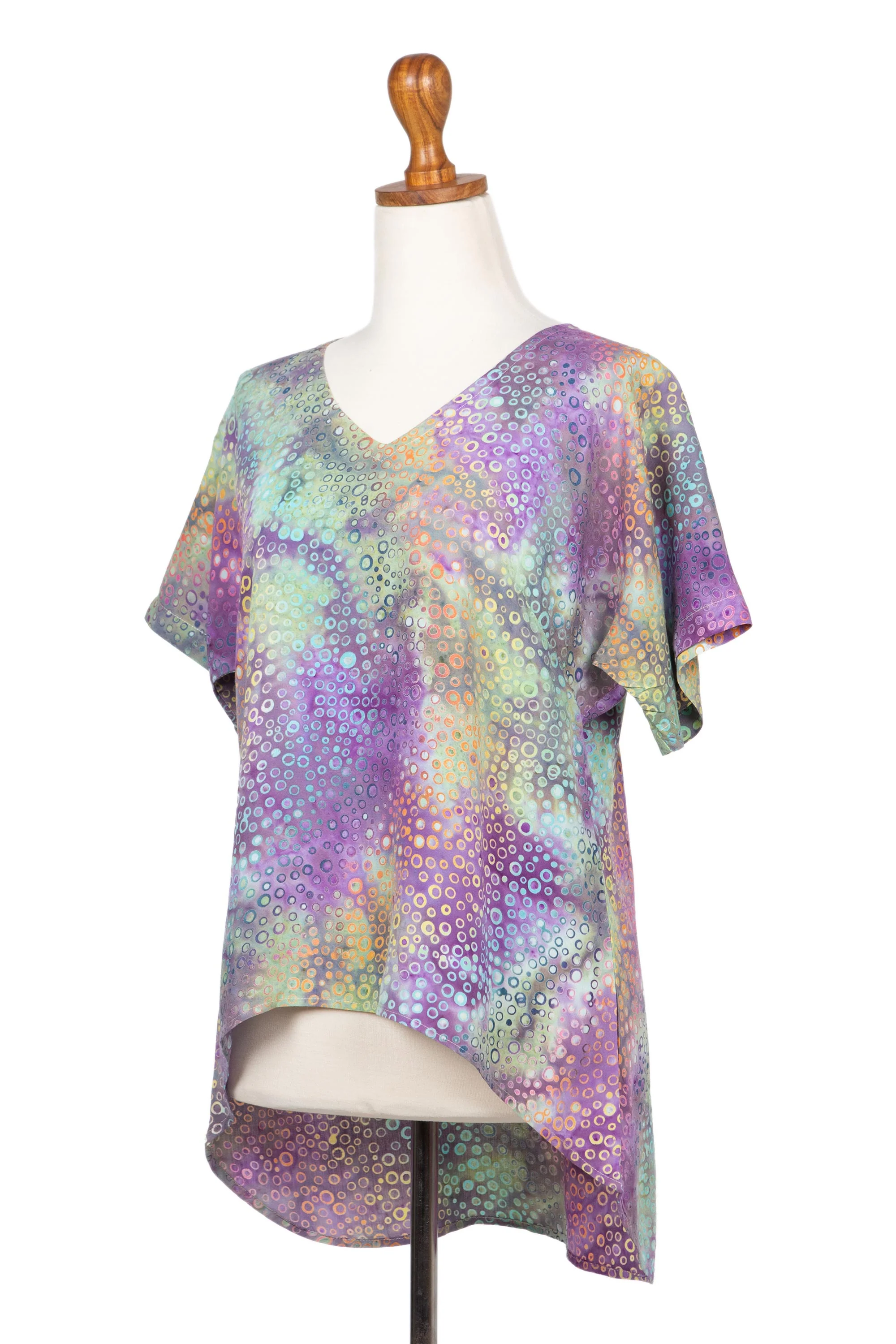 Pastel Bubbles Pastel Batik Hi-Low Rayon Blouse - Image 4