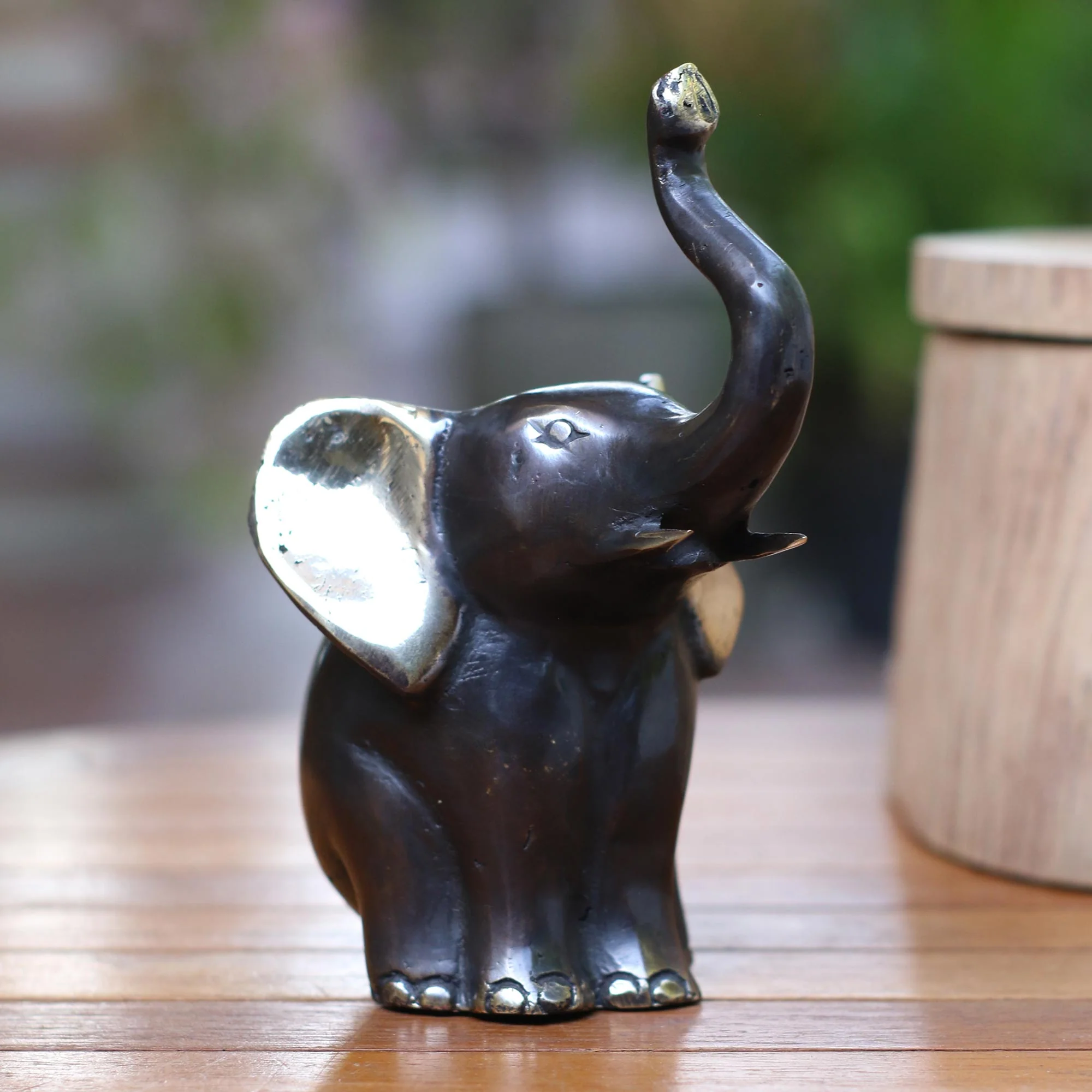 Patient Elephant Antiqued Bronze Elephant Figurine from Bali - Image 3