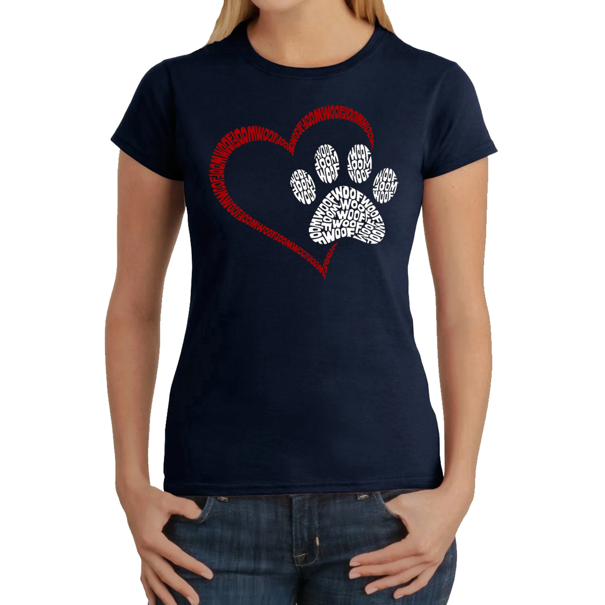 Paw Heart - Women's Word Art T-Shirt - Image 3