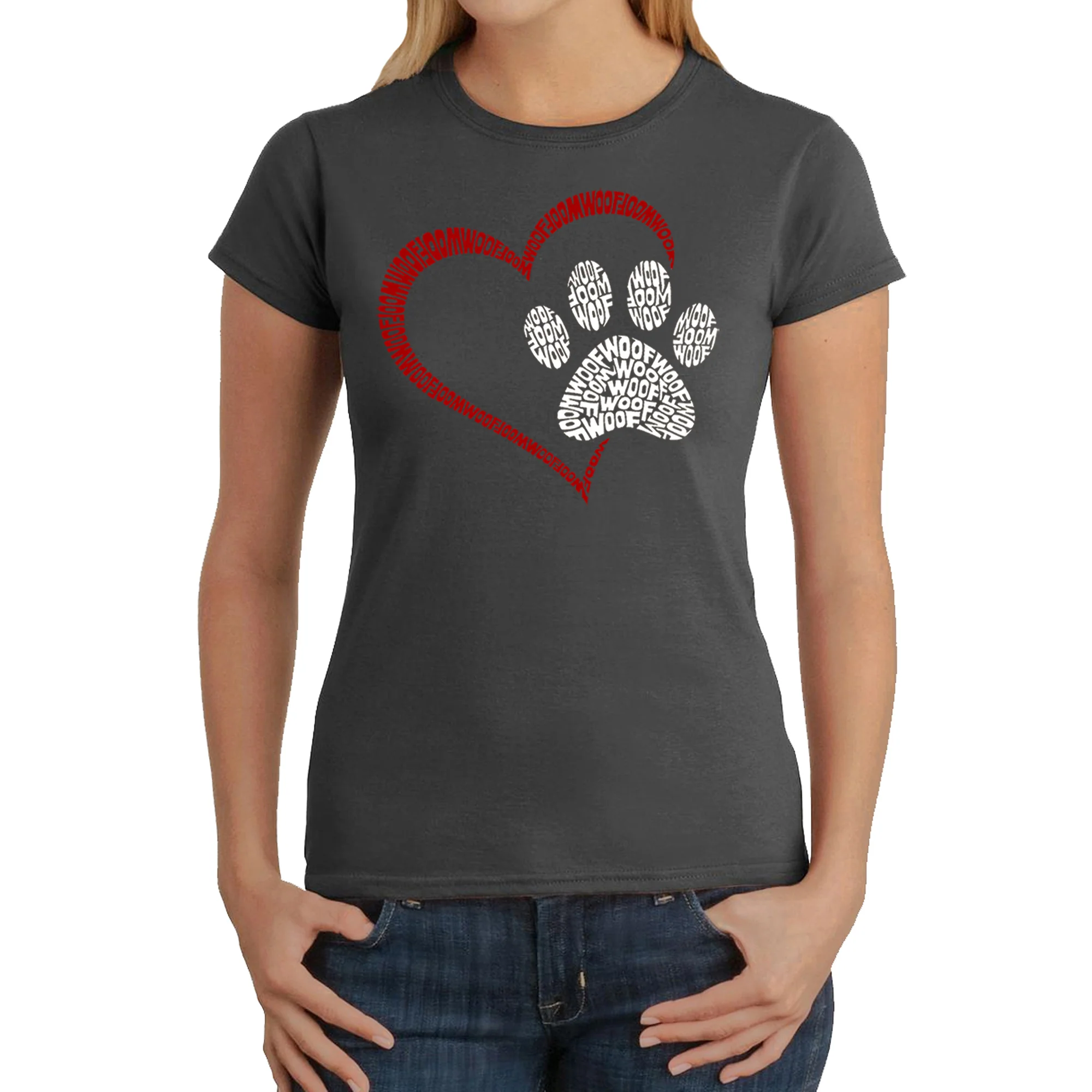 Paw Heart - Women's Word Art T-Shirt - Image 6