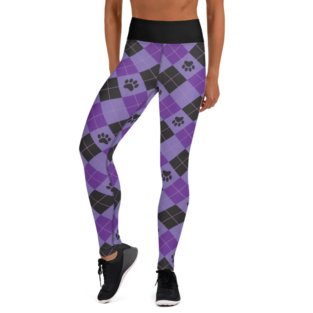 Paw Print Argyle Yoga All Over Print Leggings