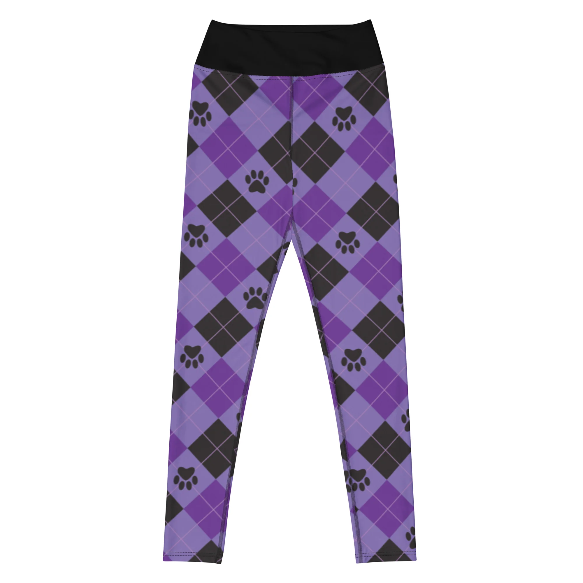 Paw Print Argyle Yoga All Over Print Leggings - Image 2