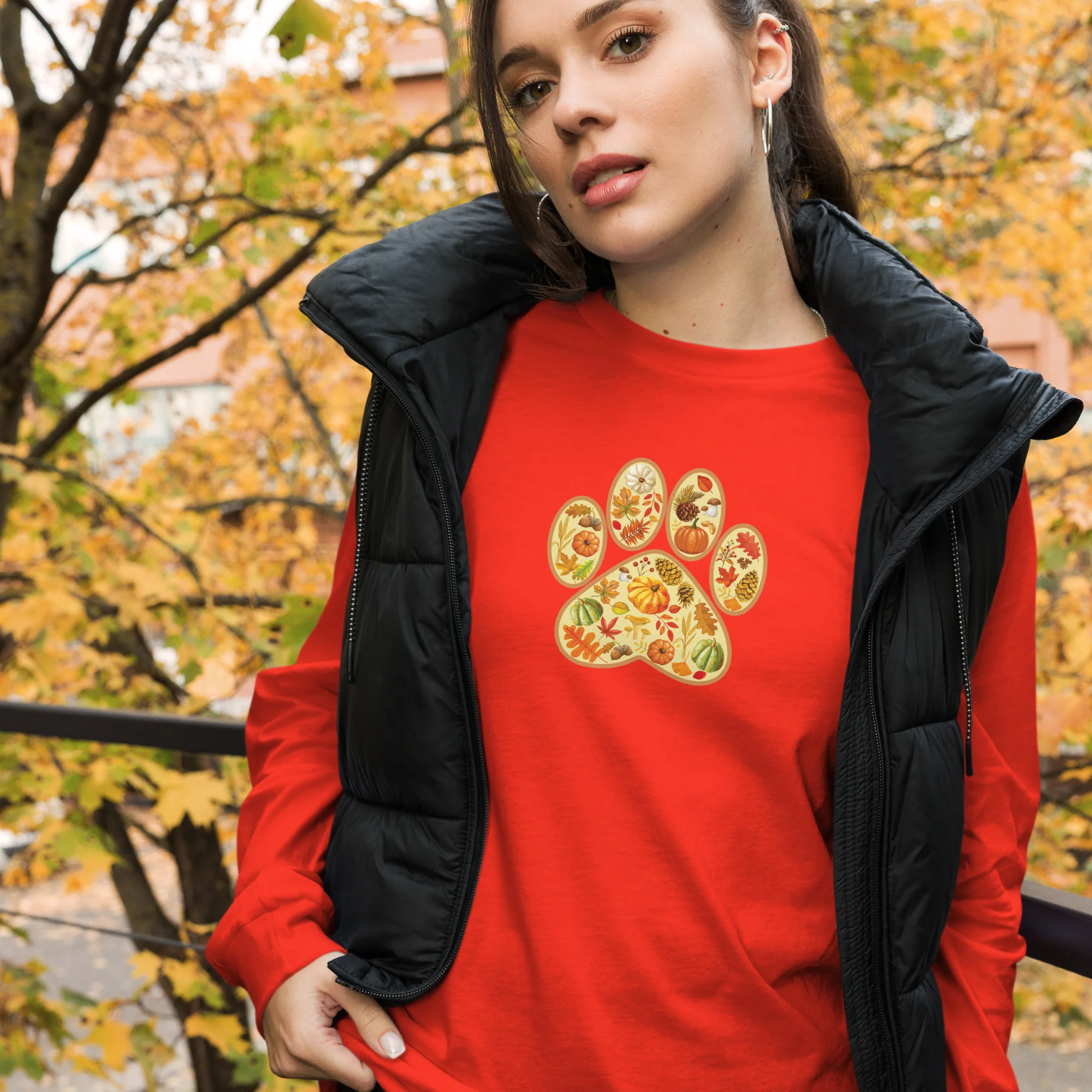 Paw Print of Autumn Long Sleeve Tee - Image 2