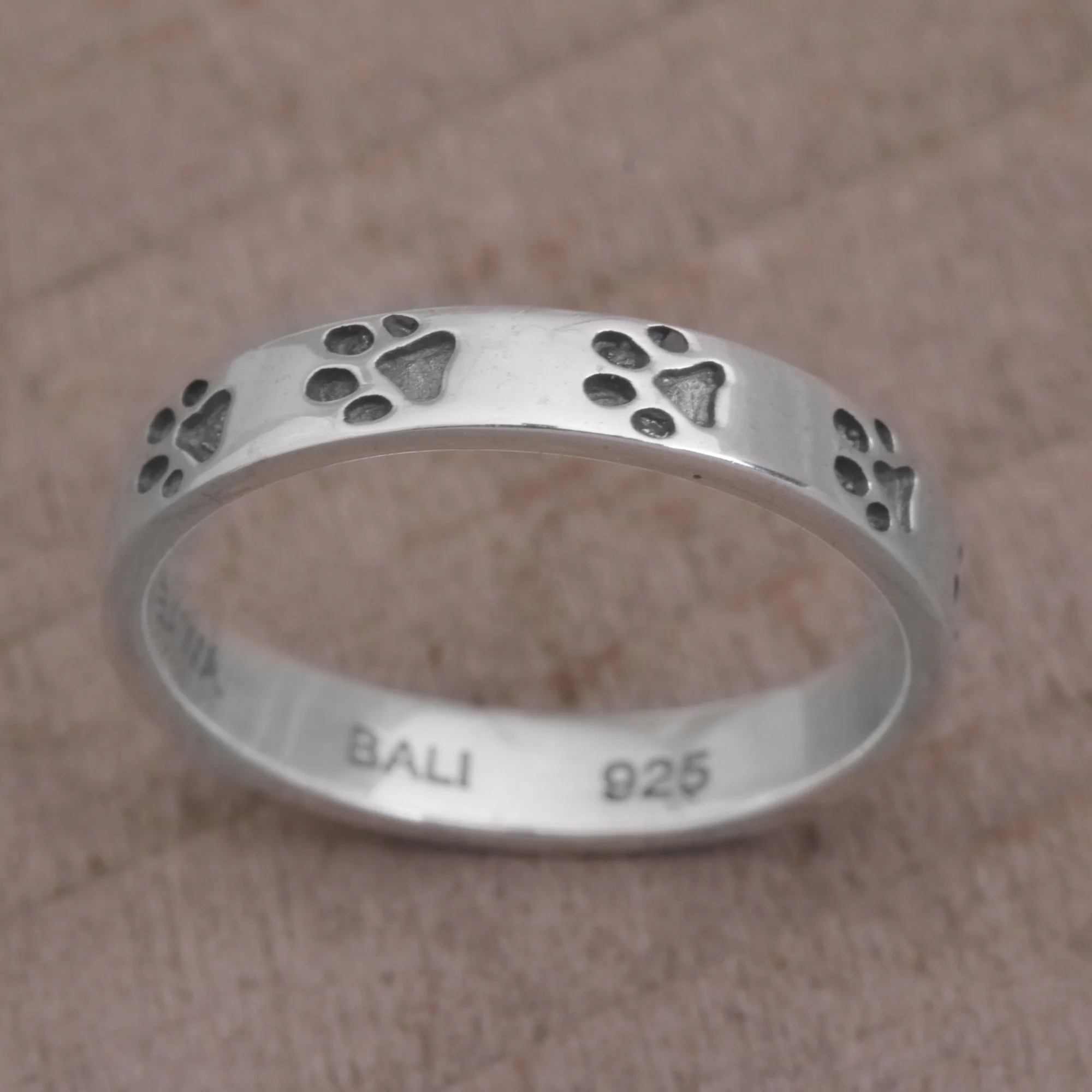 Paw Prints Sterling Silver Band Ring - Image 2