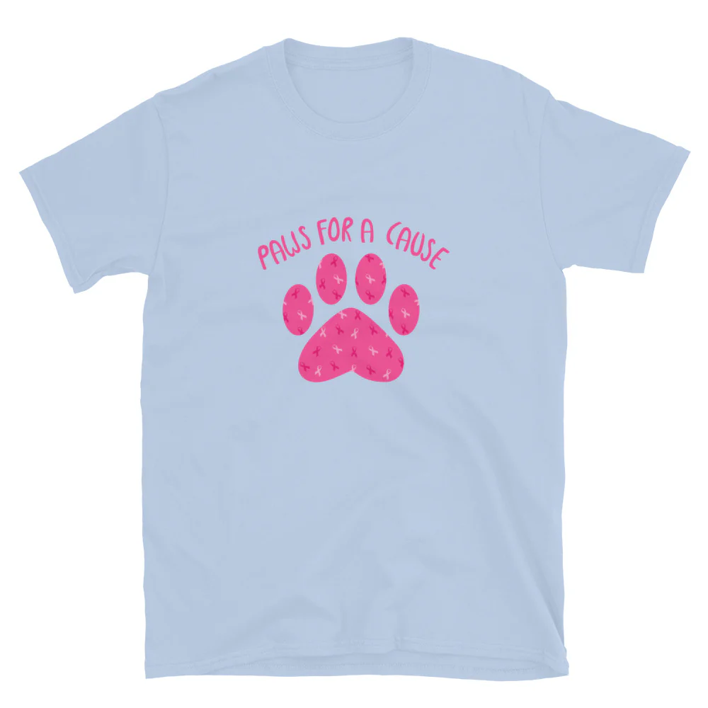 Paws For A Cause Pink Ribbon Paw Print T-Shirt - Image 9