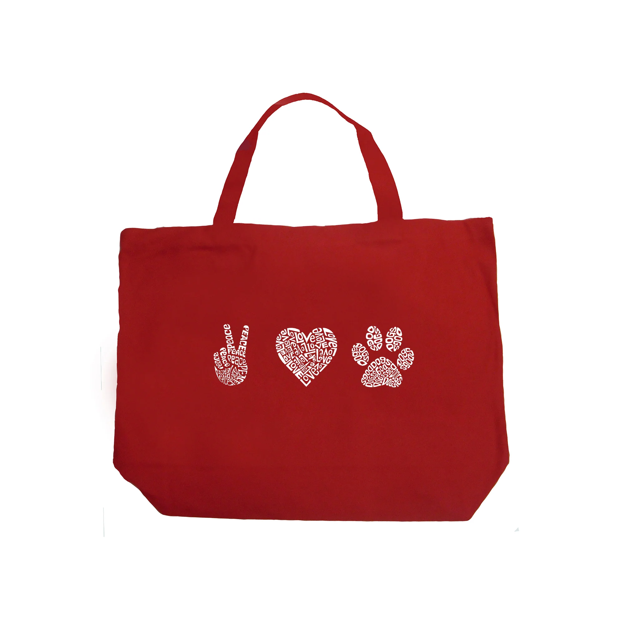 Peace Love Dogs  - Large Word Art Tote Bag - Image 3