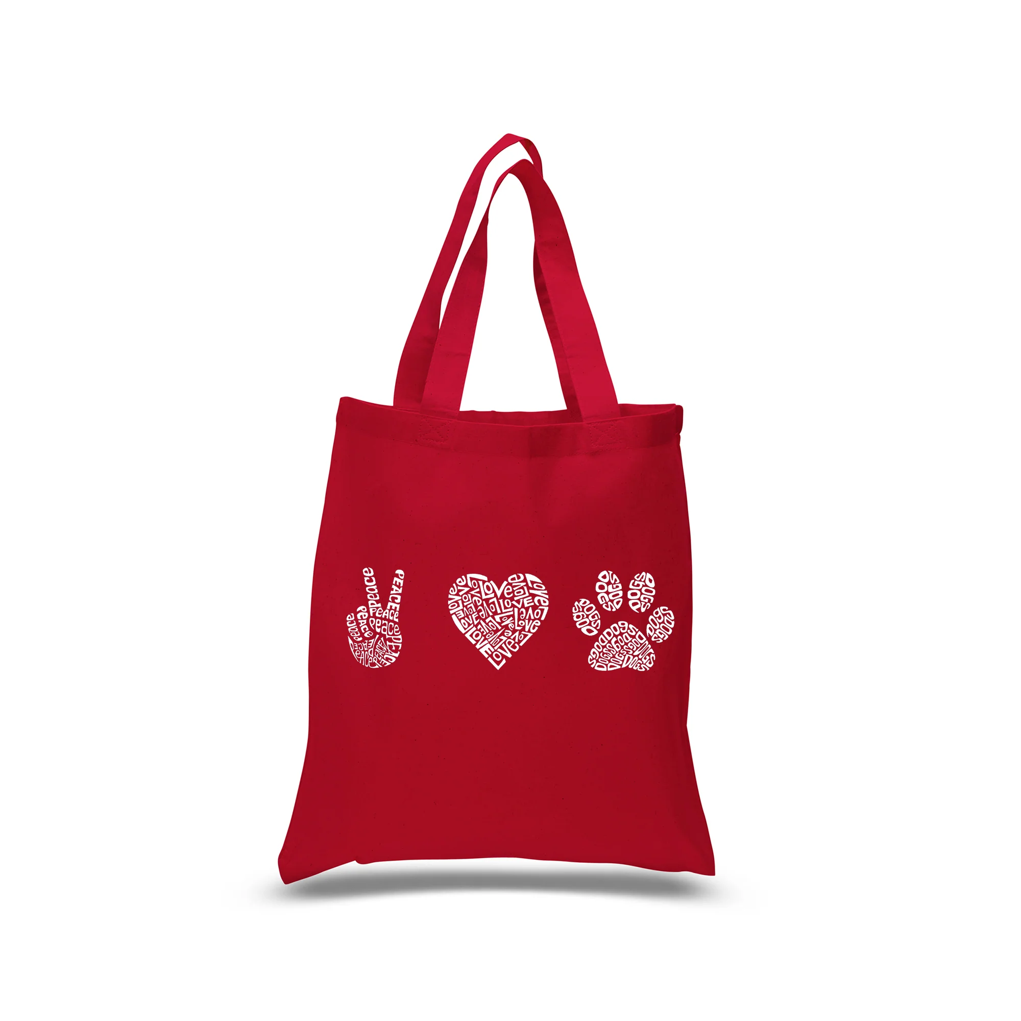 Peace Love Dogs - Small Word Art Tote Bag - Image 2