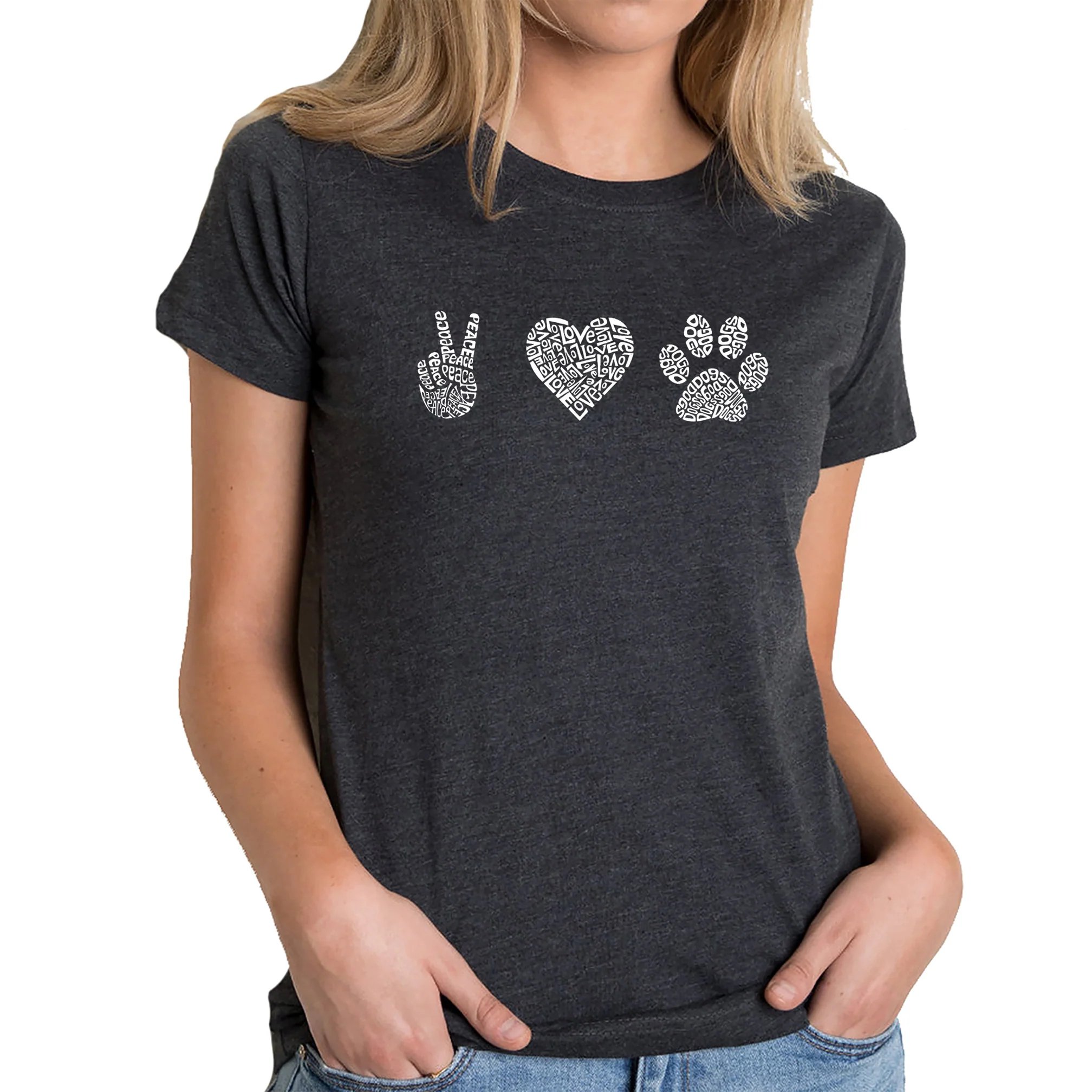 Peace Love Dogs - Women's Premium Blend Word Art T-Shirt