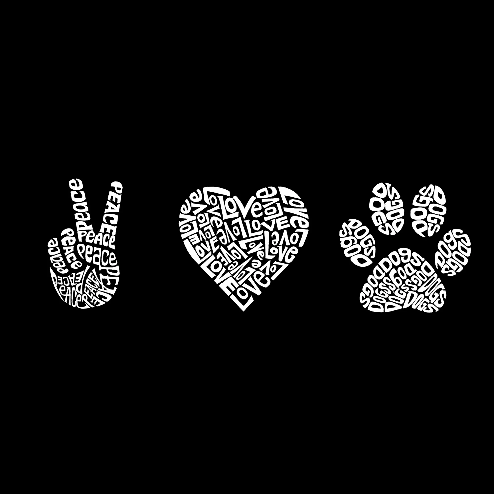 Peace Love Dogs  - Women's Word Art T-Shirt - Image 2