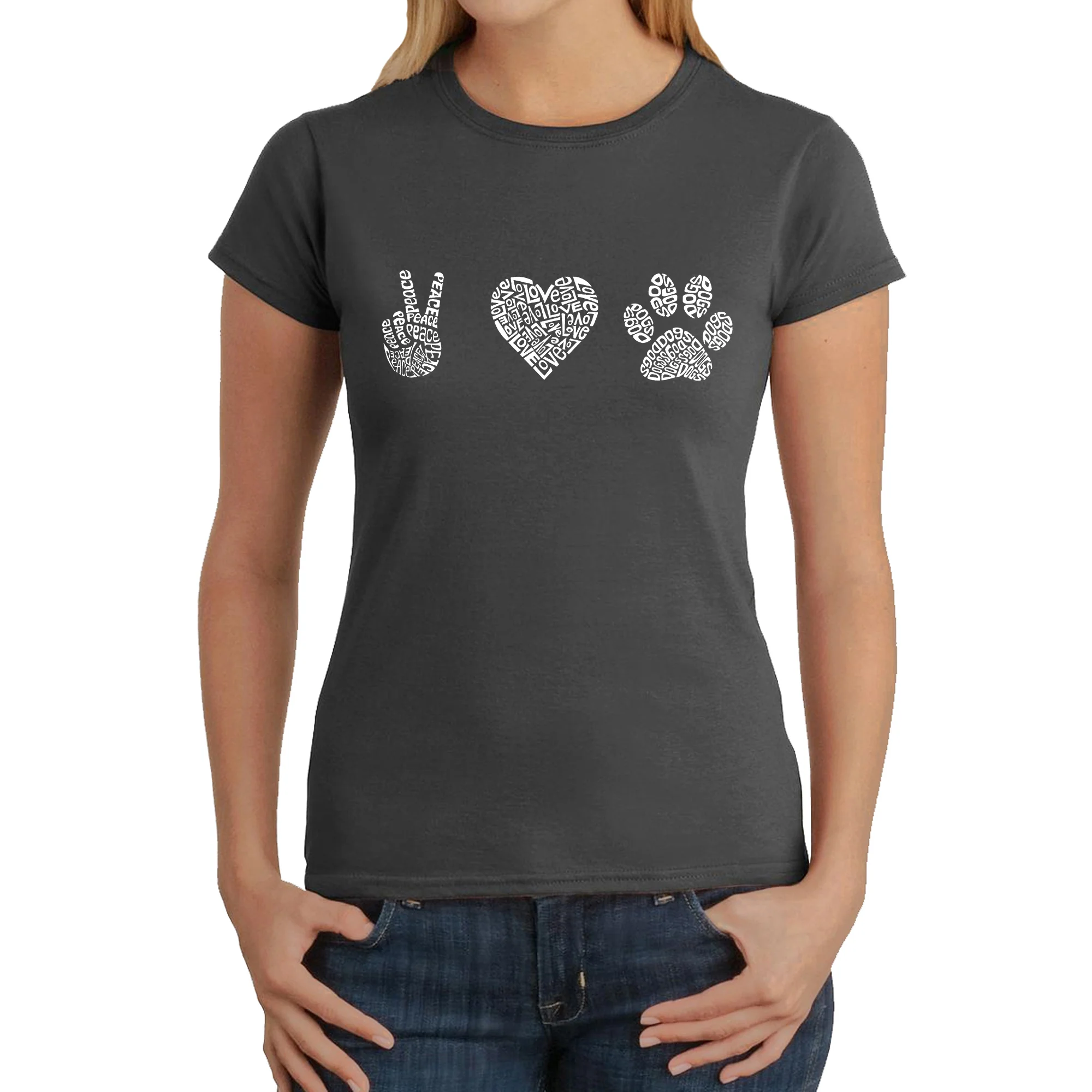 Peace Love Dogs  - Women's Word Art T-Shirt - Image 6