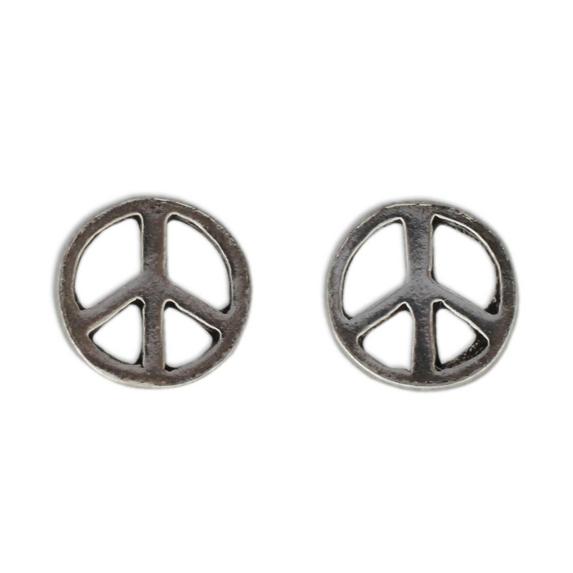 Peace Sign Silver Stud Earrings - Image 2