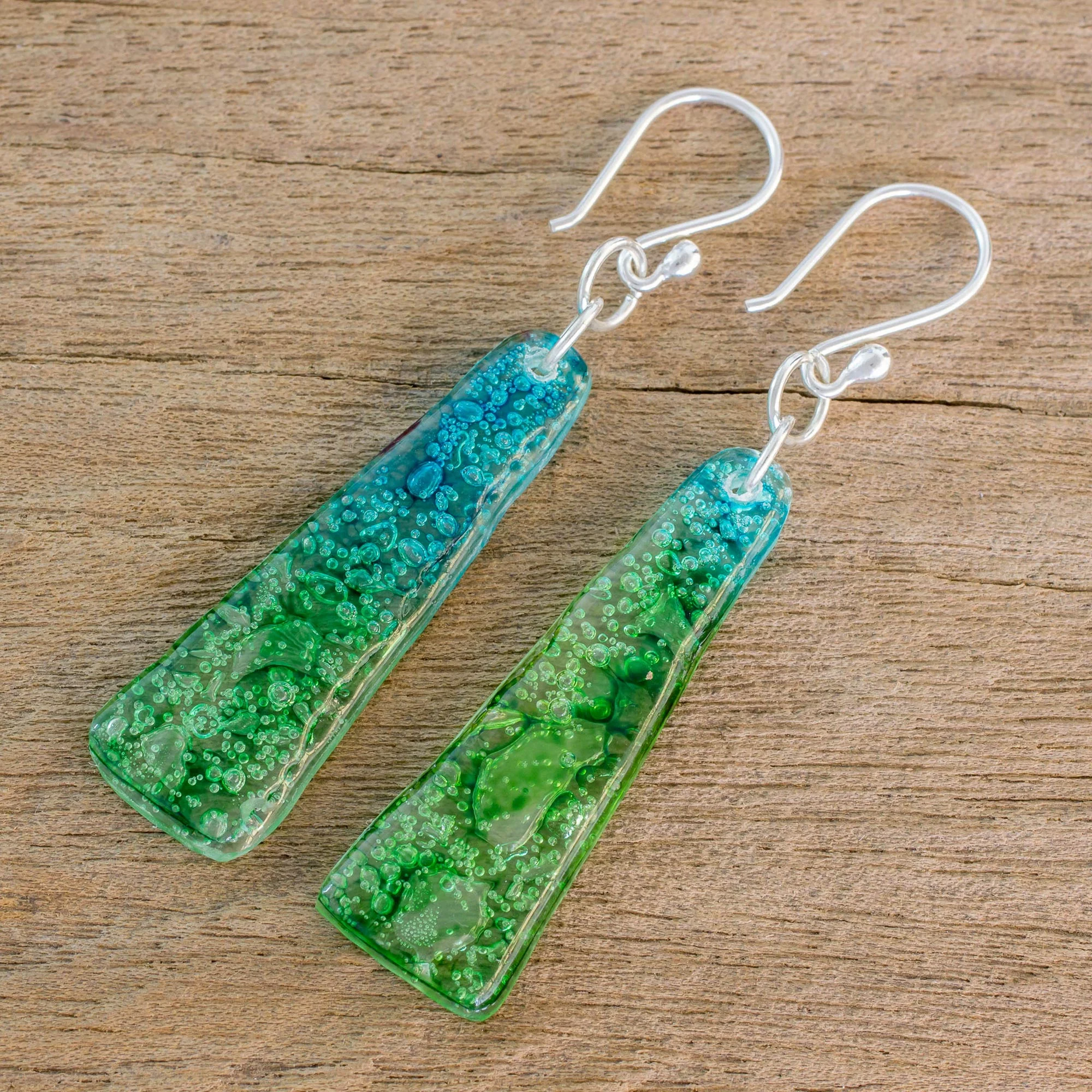 Peaceful Life Recycled CD Earrings on 925 Silver Hooks Handcrafted Jewelry - Image 3