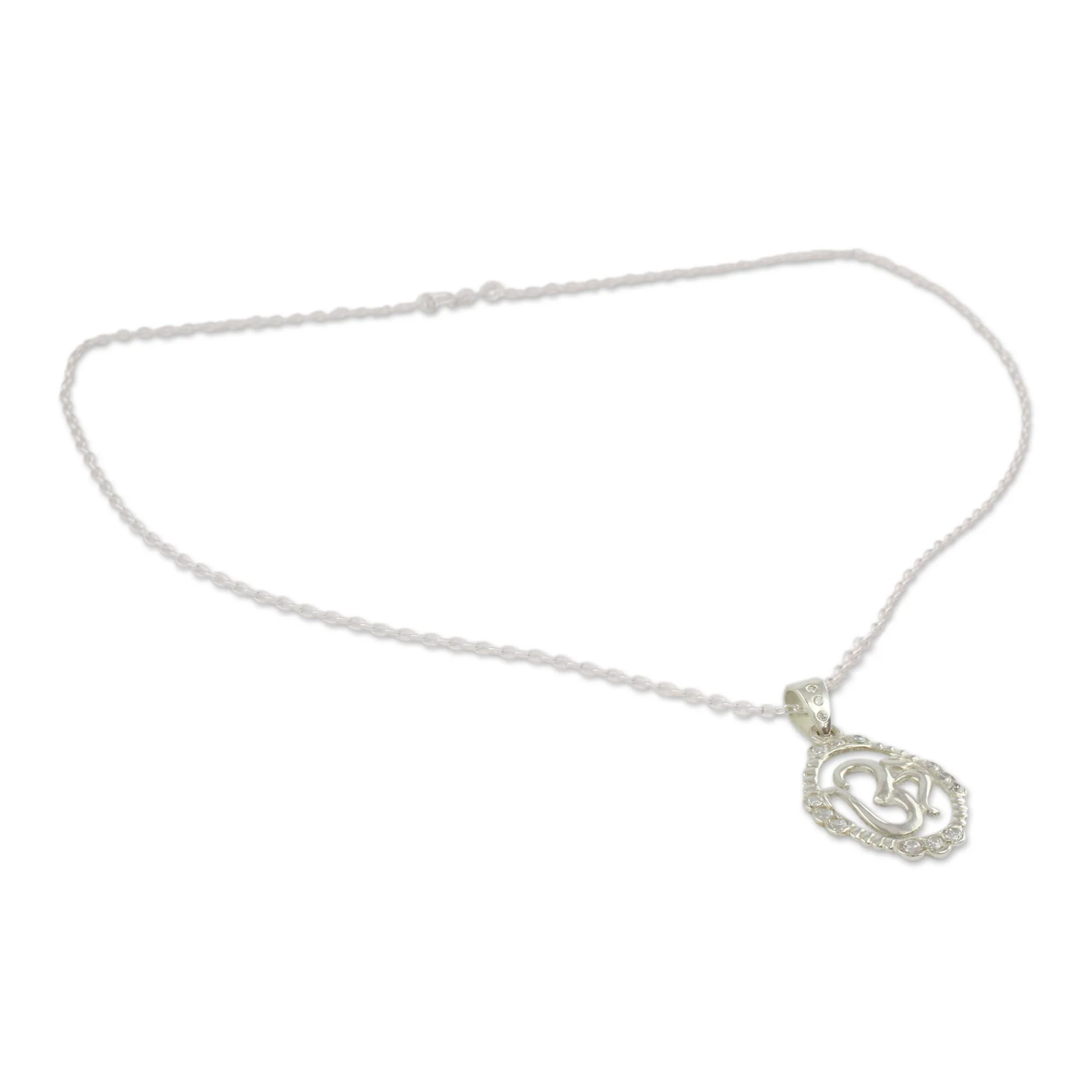 Peaceful Om Sterling Silver Pendant Necklace - Image 3
