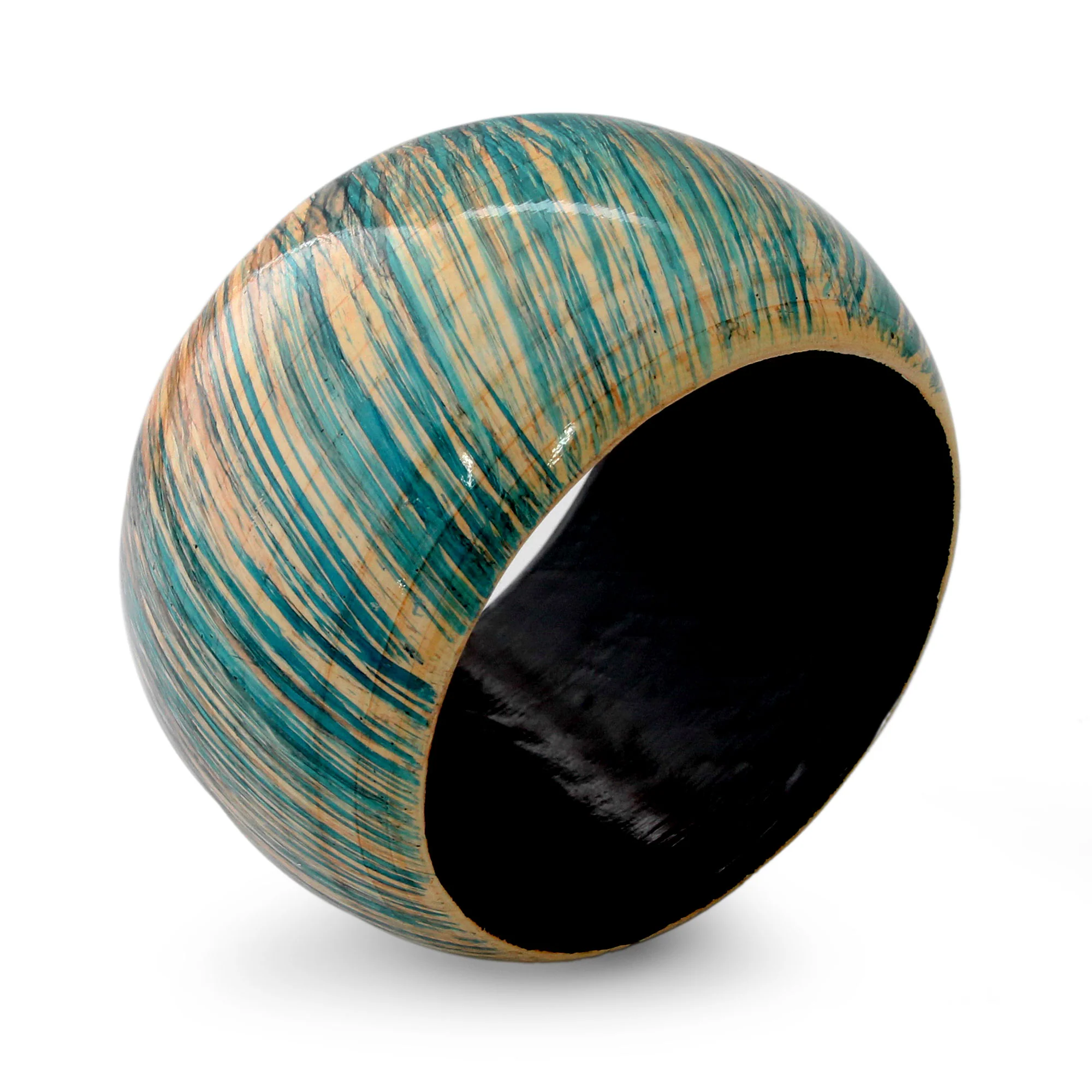 Peach Breeze Artisan Crafted Wood Bangle Bracelet - Image 3
