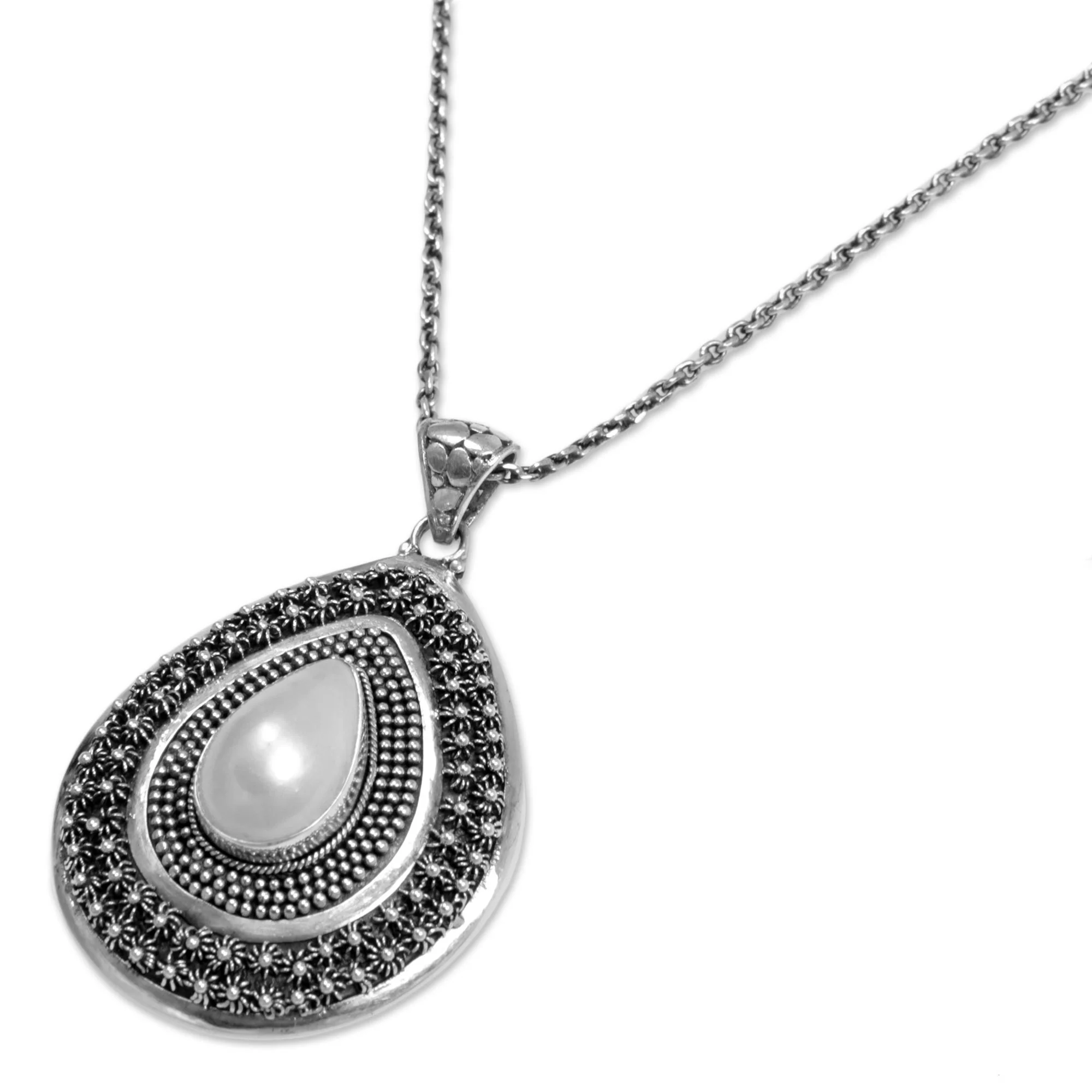 Pearl of Hope Artisan Crafted Sterling Silver and Cultured Pearl Necklace - Image 4