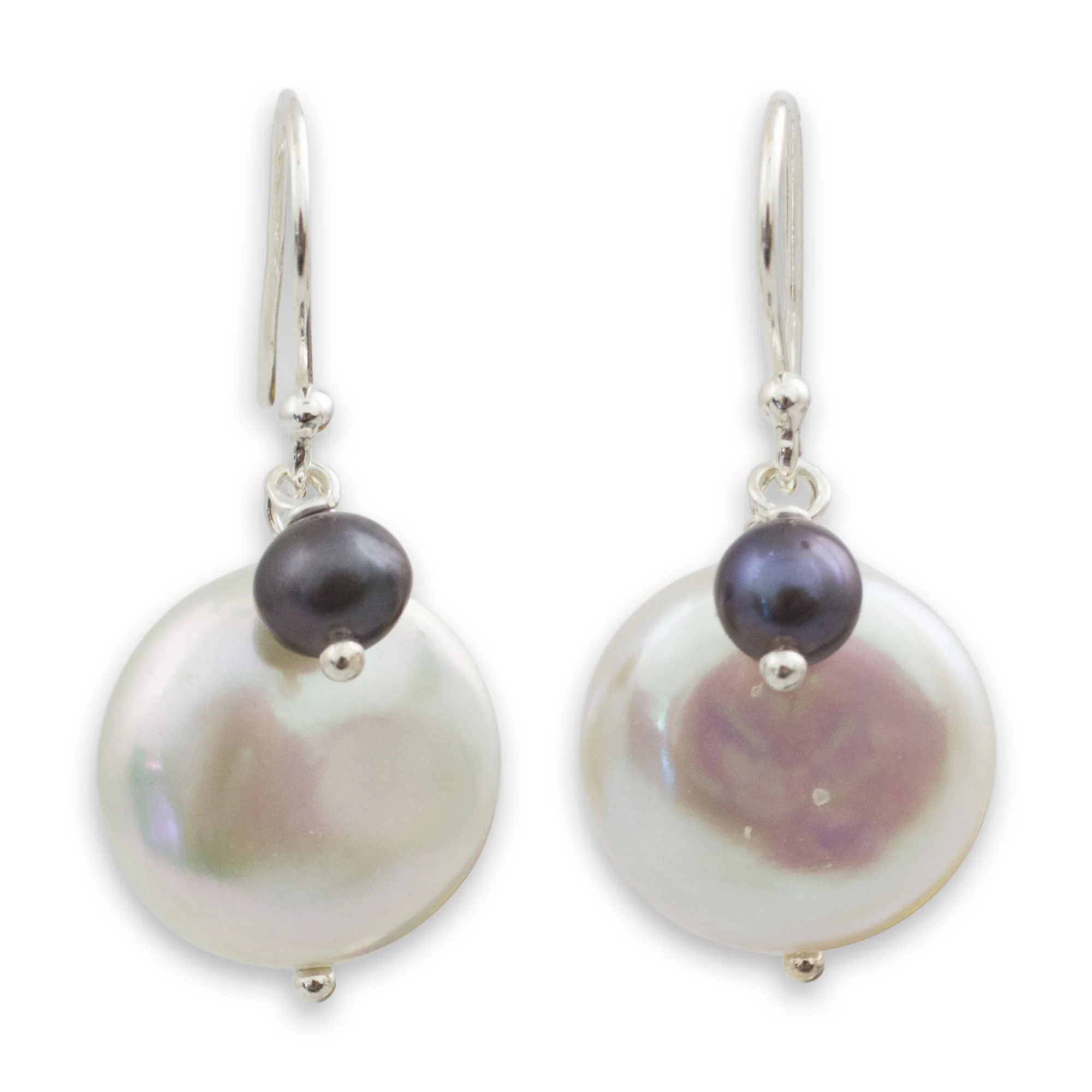Pearly Moons Pearl & Silver Dangle Earrings - Image 2