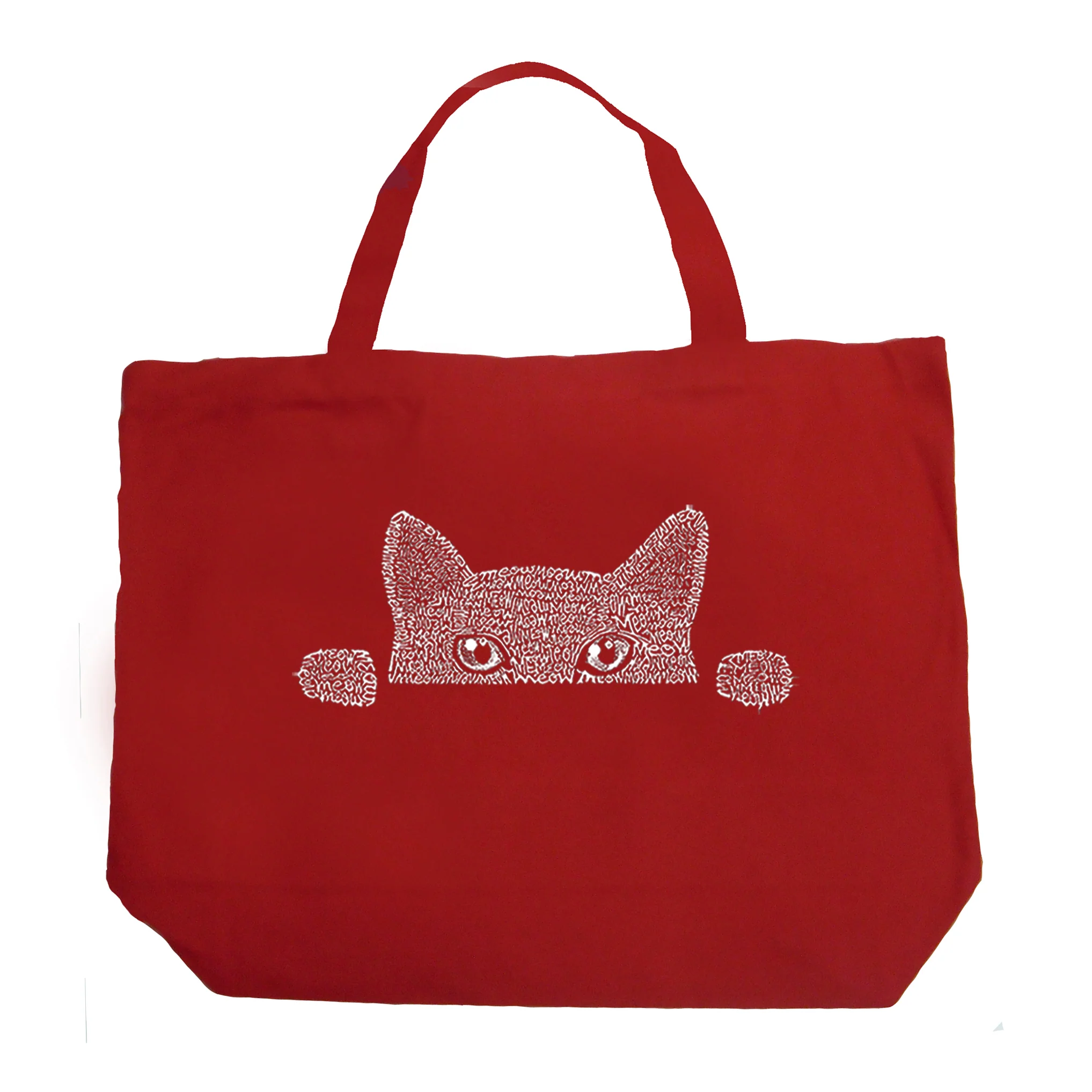 Peeking Cat  - Large Word Art Tote Bag - Image 2