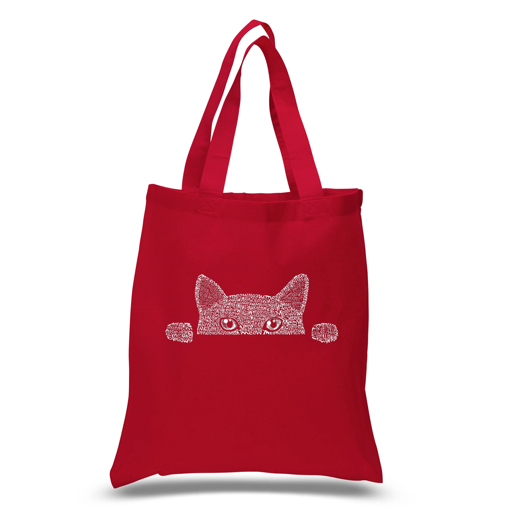 Peeking Cat  - Small Word Art Tote Bag - Image 2