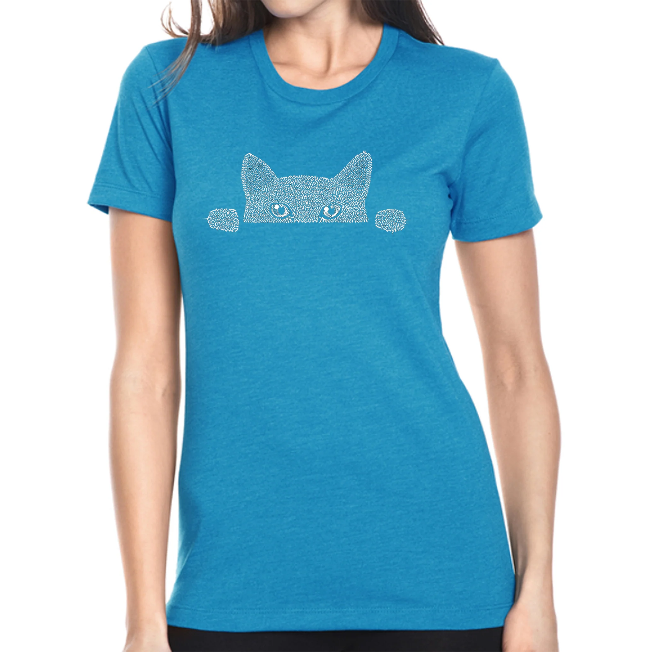 Peeking Cat  - Women's Premium Blend Word Art T-Shirt - Image 3