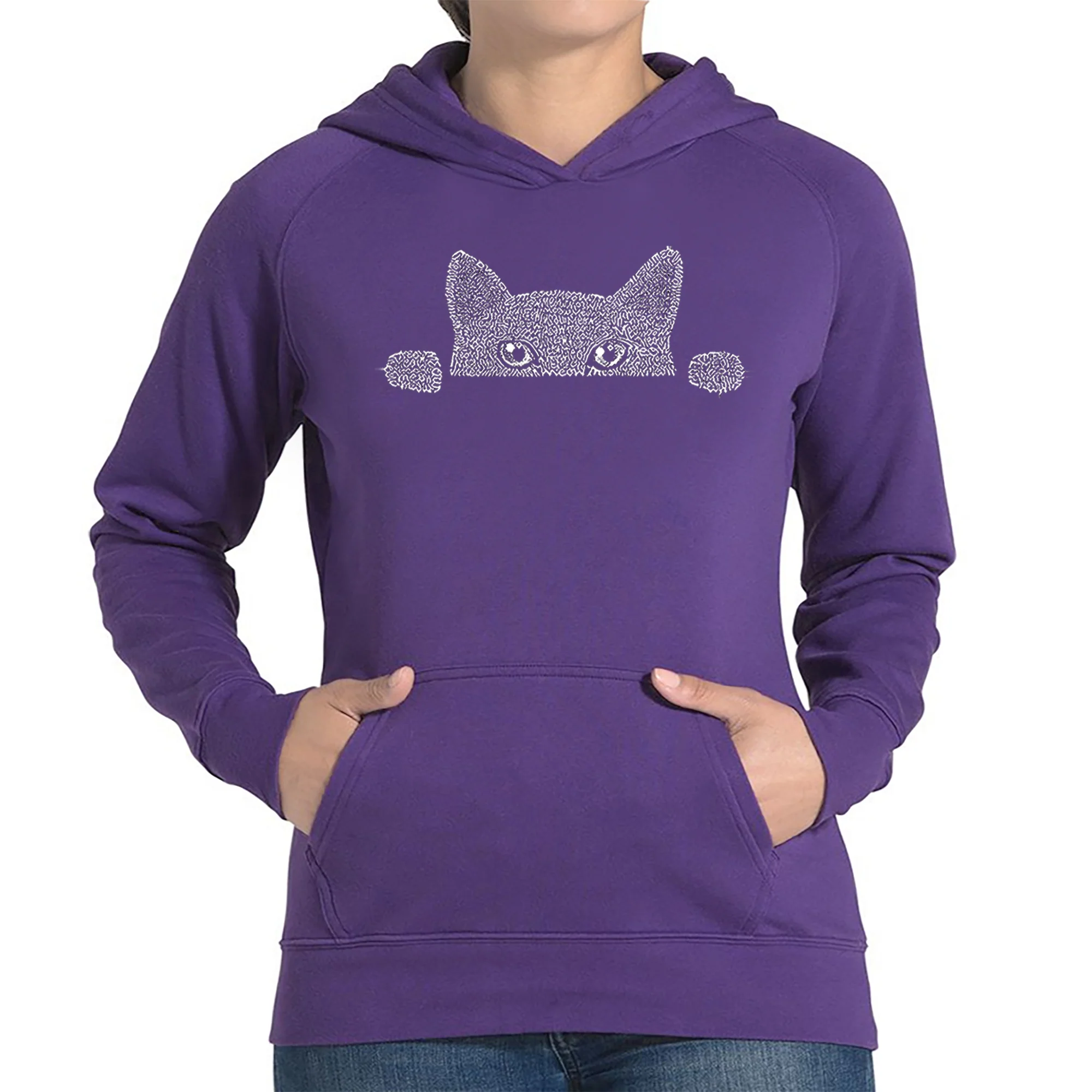 Peeking Cat - Women's Word Art Hooded Sweatshirt - Image 4
