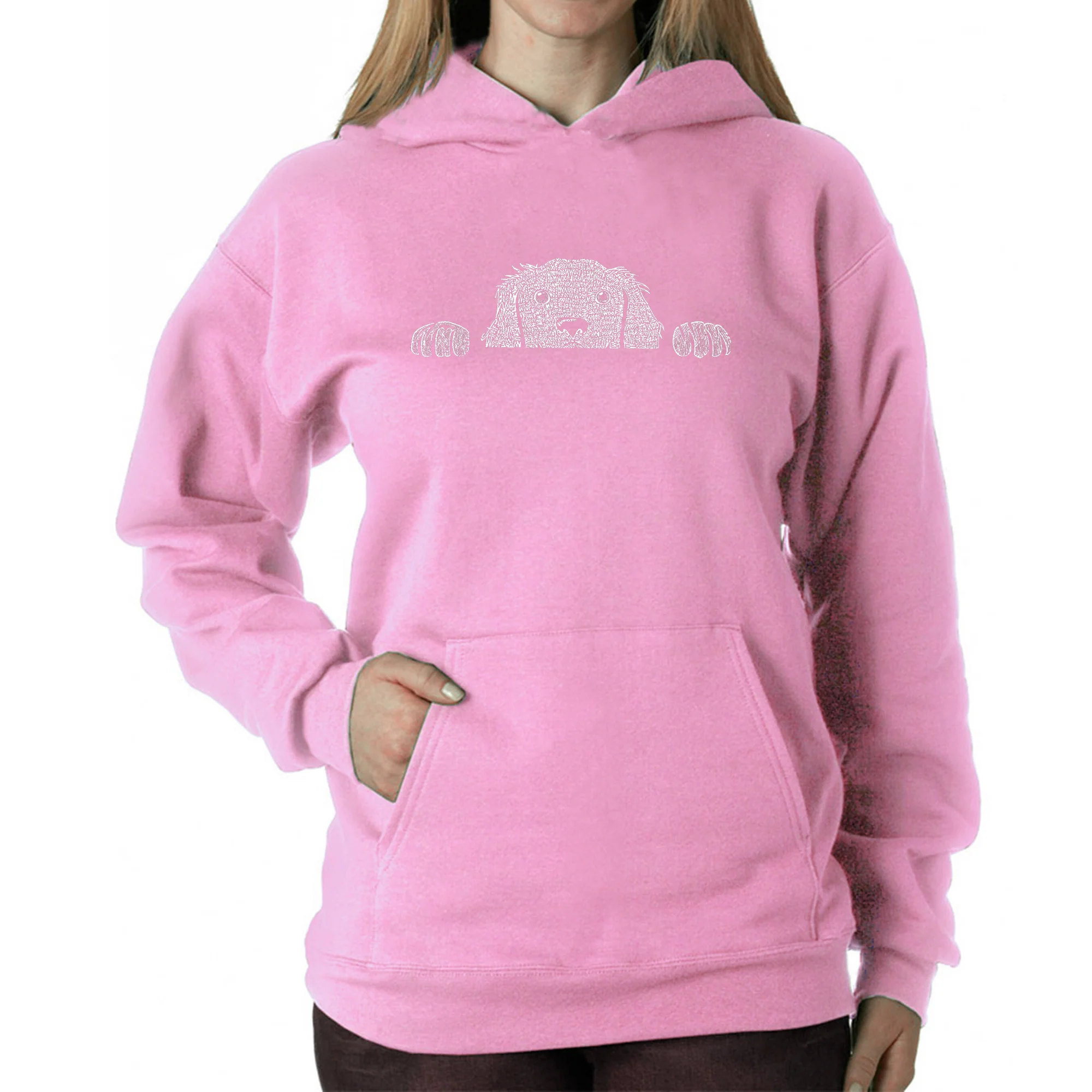 Peeking Dog  - Women's Word Art Hooded Sweatshirt - Image 2