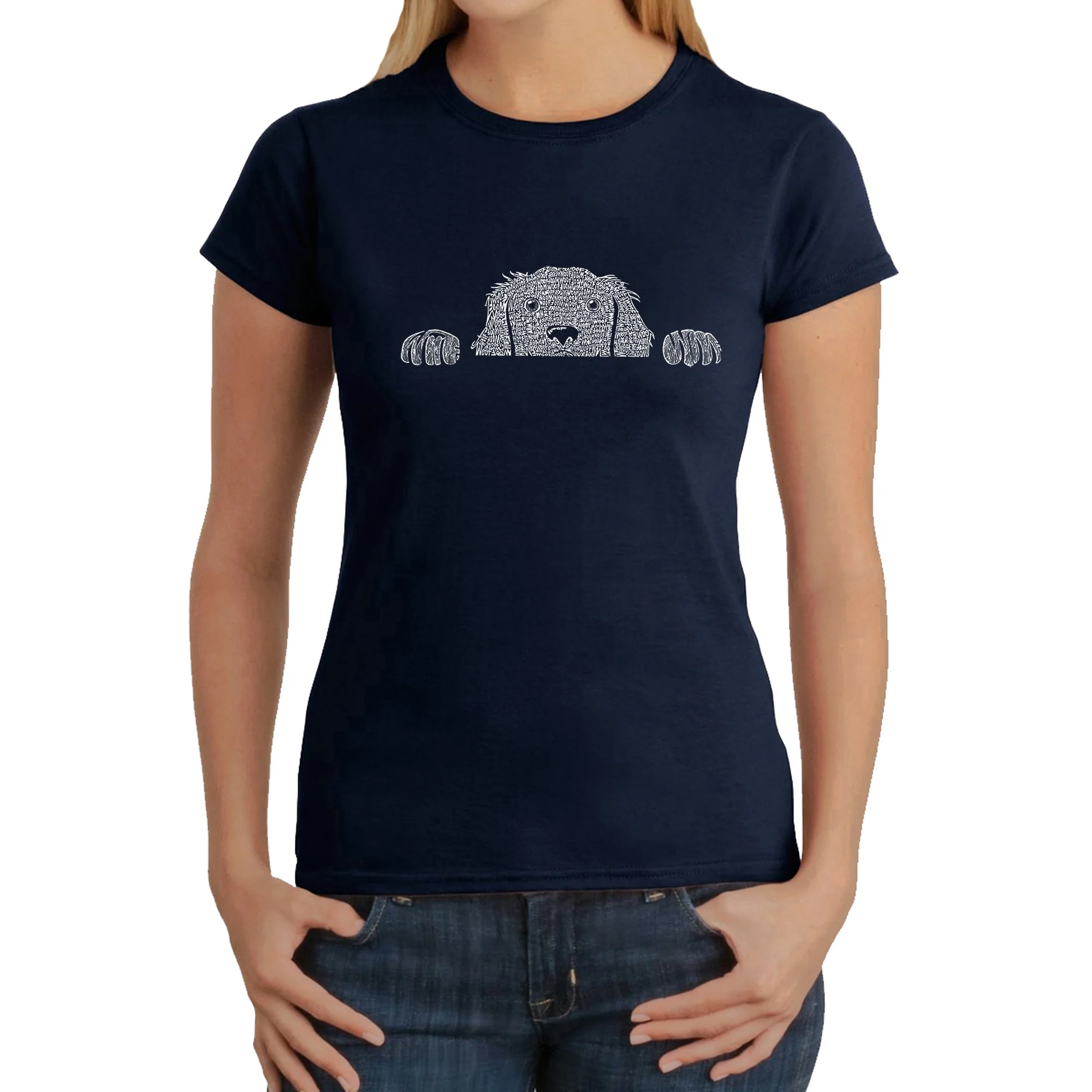 Peeking Dog  - Women's Word Art T-Shirt - Image 3