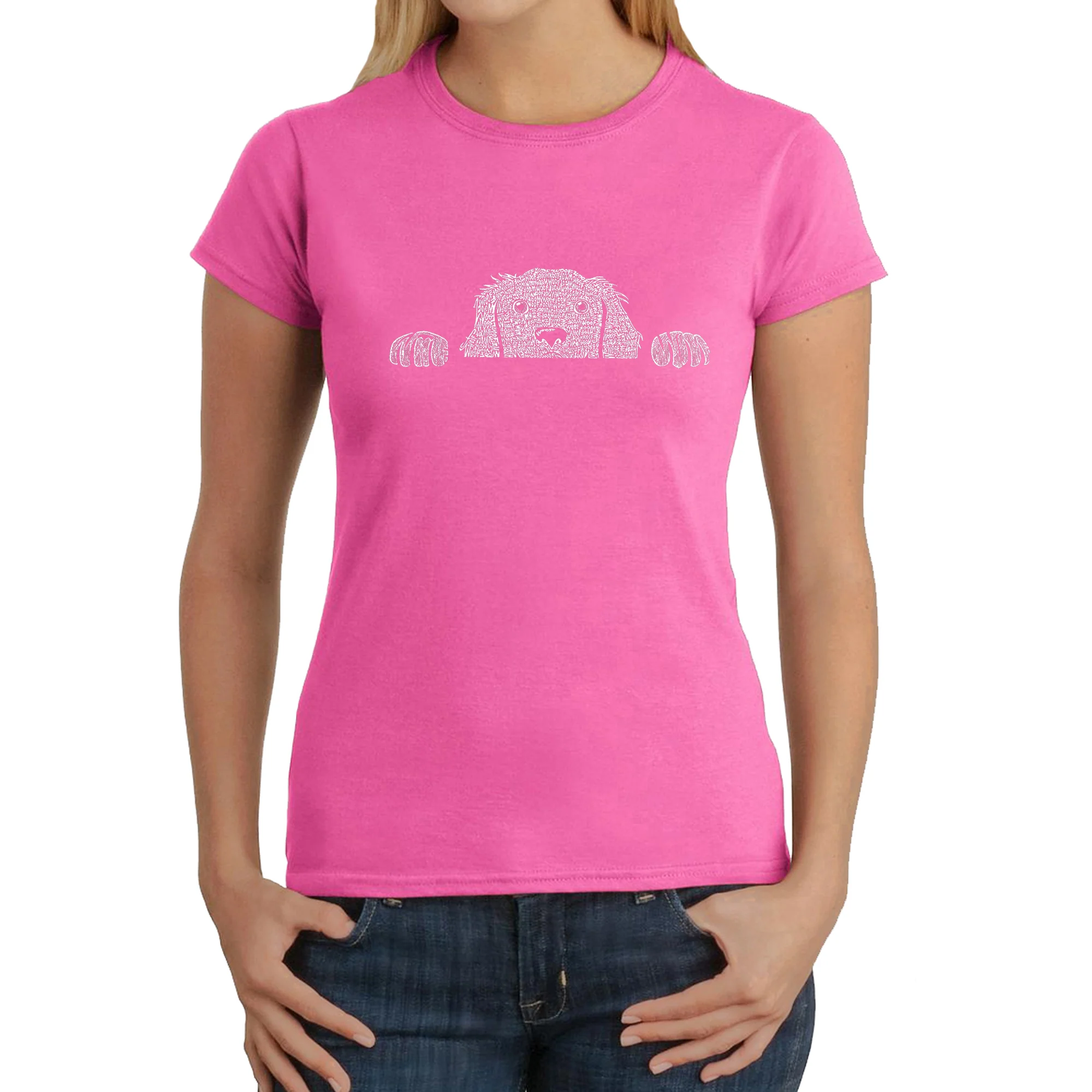 Peeking Dog  - Women's Word Art T-Shirt - Image 4