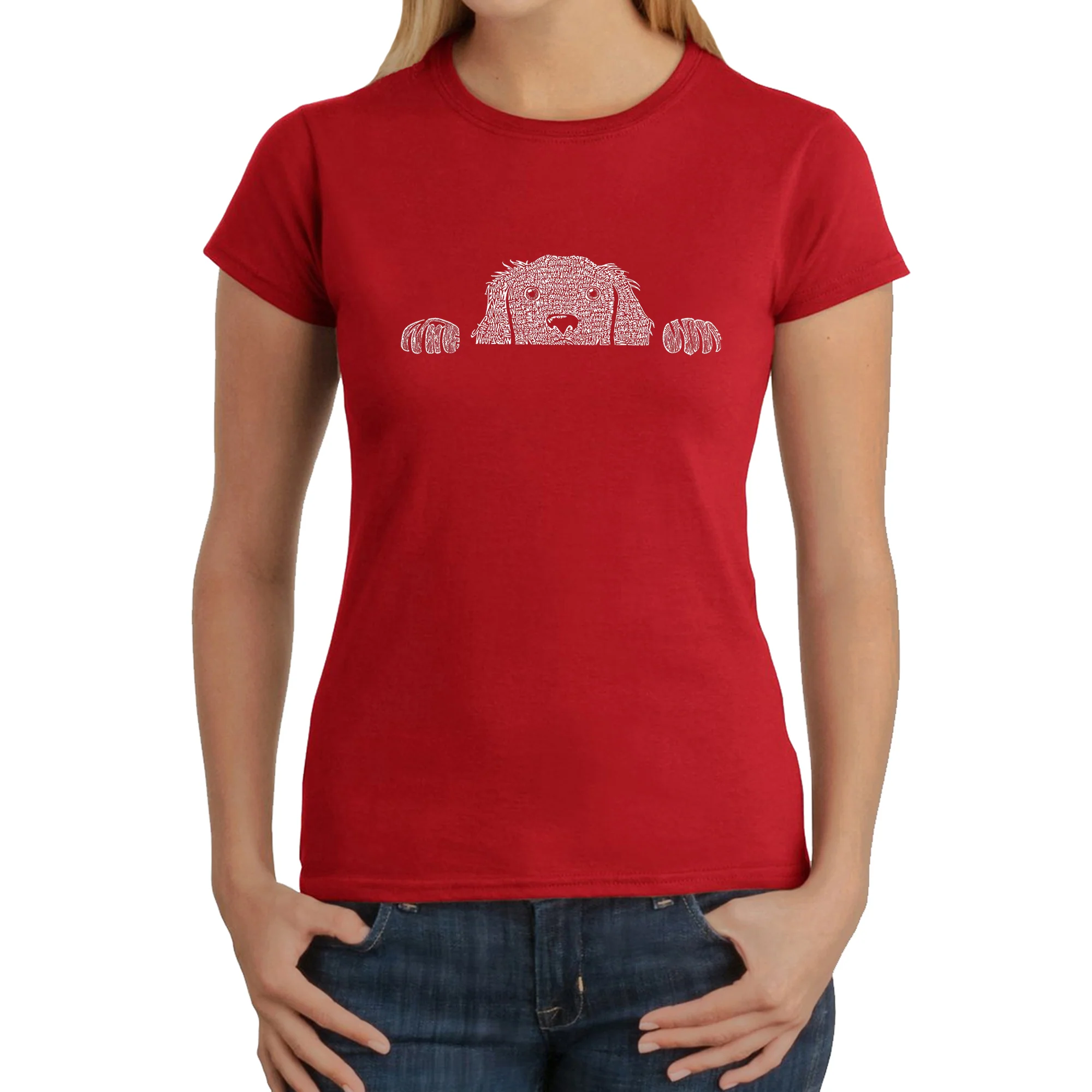 Peeking Dog  - Women's Word Art T-Shirt - Image 7