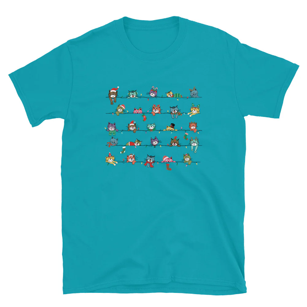 Peeping Pets Holiday Cats T-Shirt - Image 11