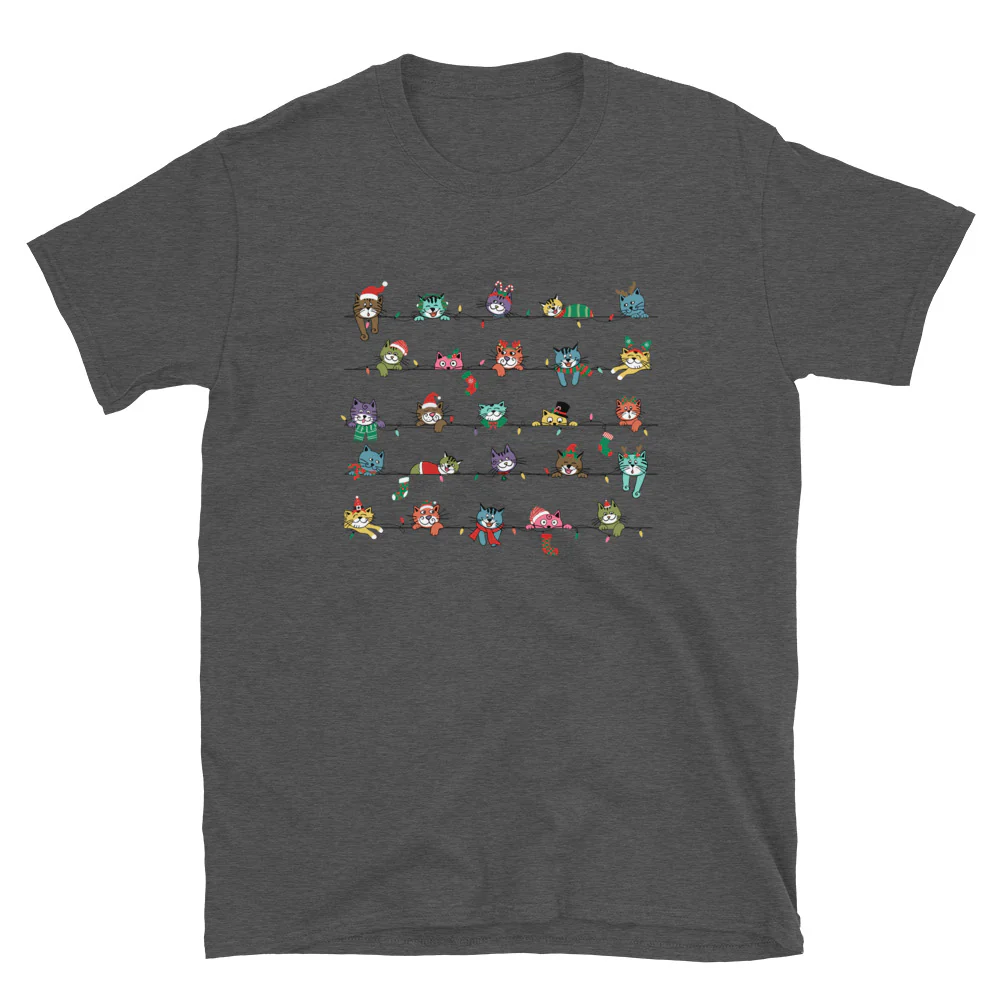 Peeping Pets Holiday Cats T-Shirt - Image 7