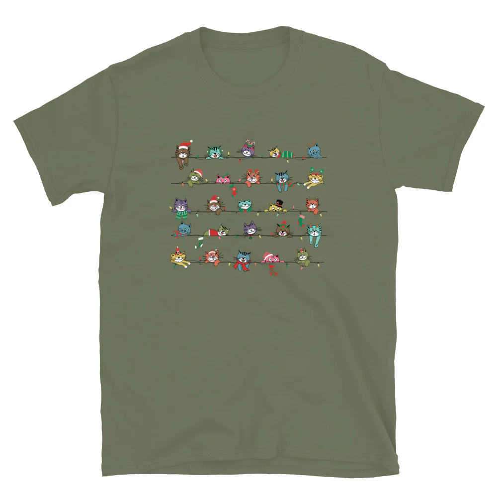 Peeping Pets Holiday Cats T-Shirt - Image 9