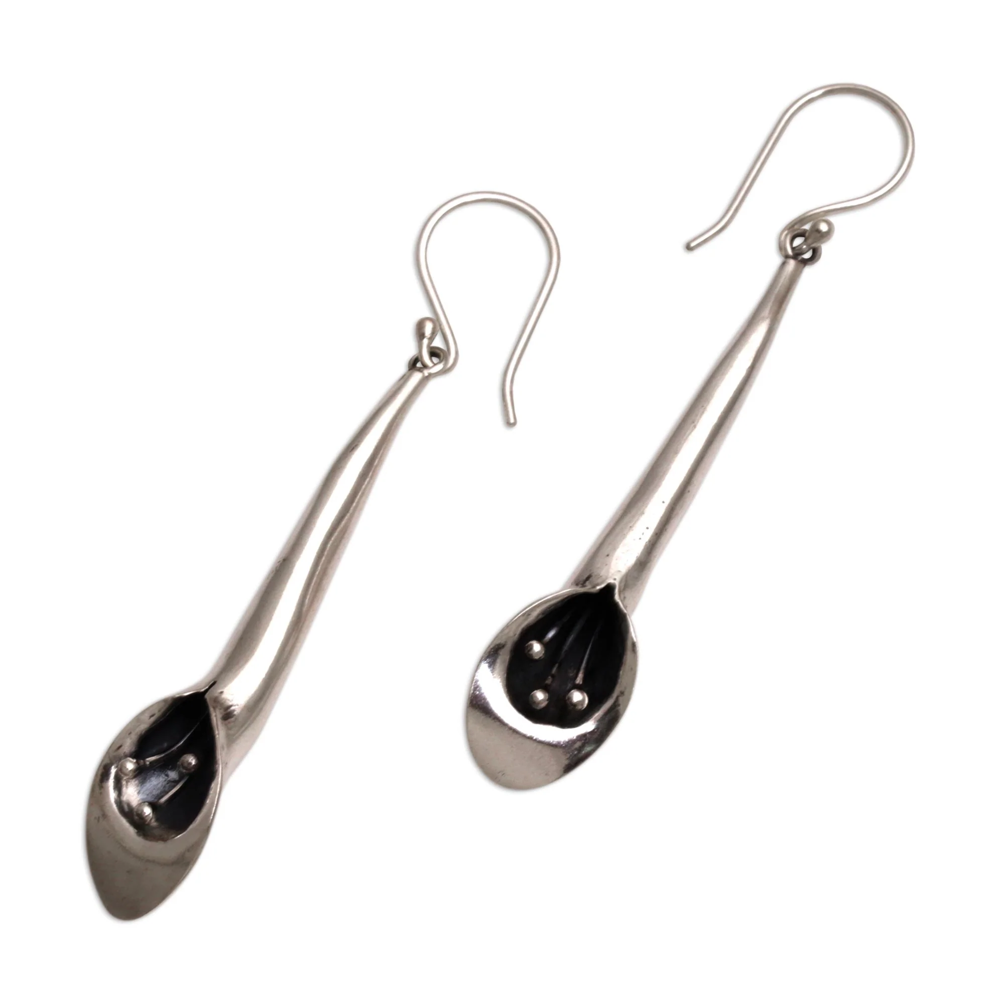 Pendulous Flowers Sterling Silver Floral Dangle Earrings from Bali - Image 4