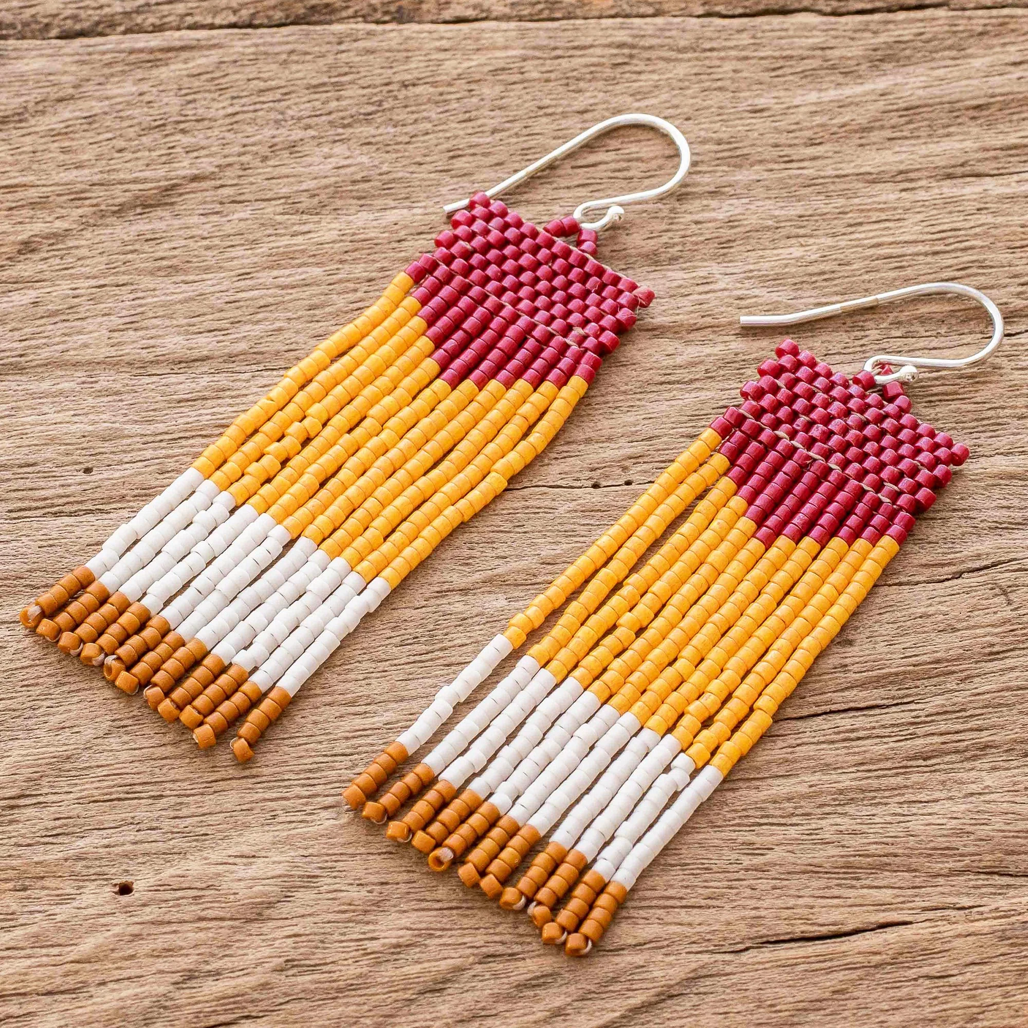 Pennant Multicolored Beaded Waterfall Earrings - Image 3