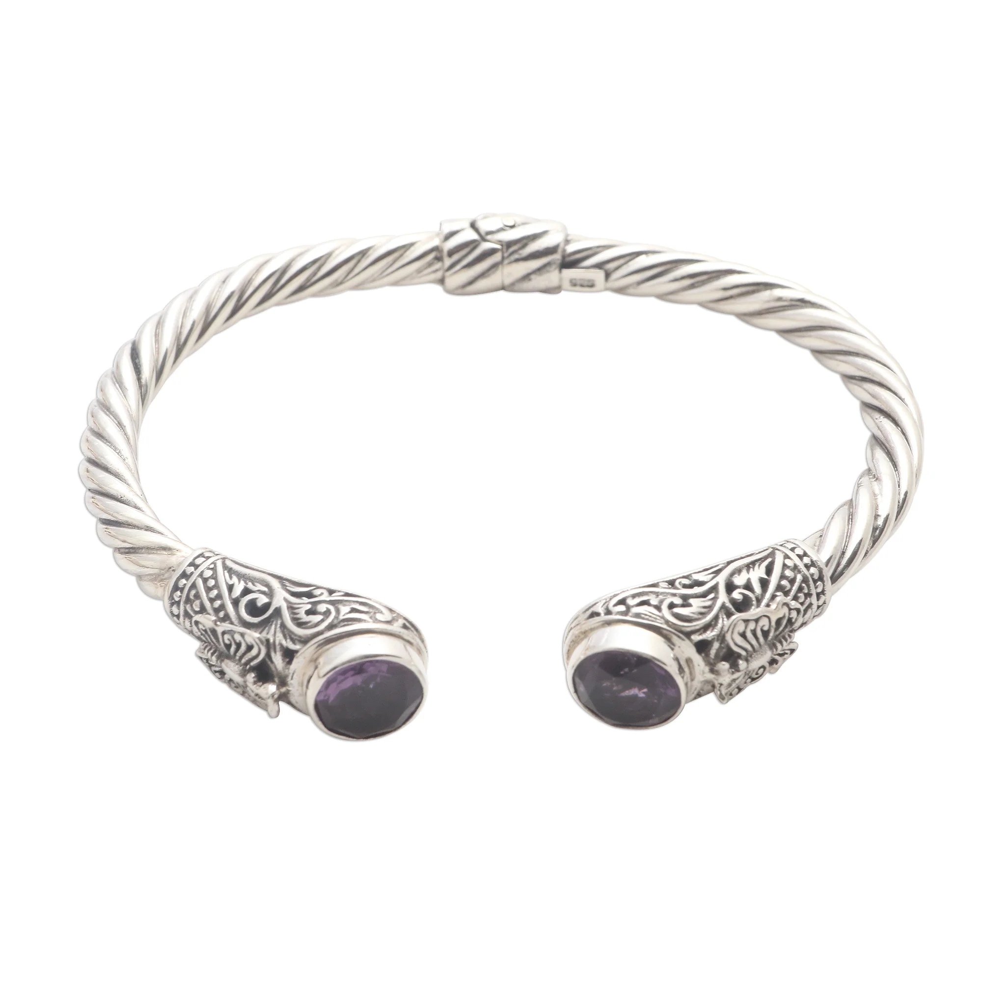 Perched Butterfly Butterfly Motif Amethyst Cuff Bracelet - Image 2