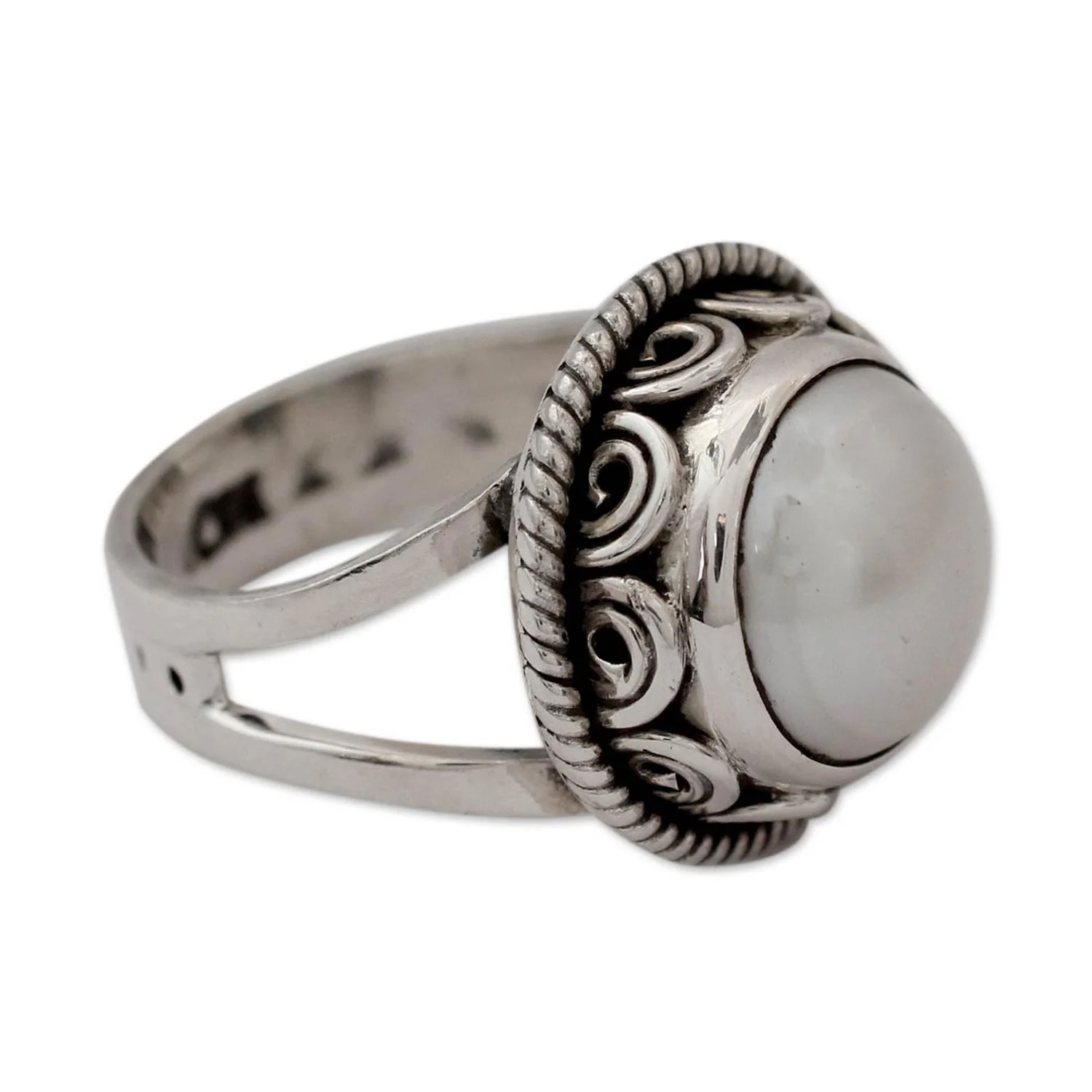 Perfect Love Pearl Cocktail Ring in Sterling Silver Handmade in India - Image 2