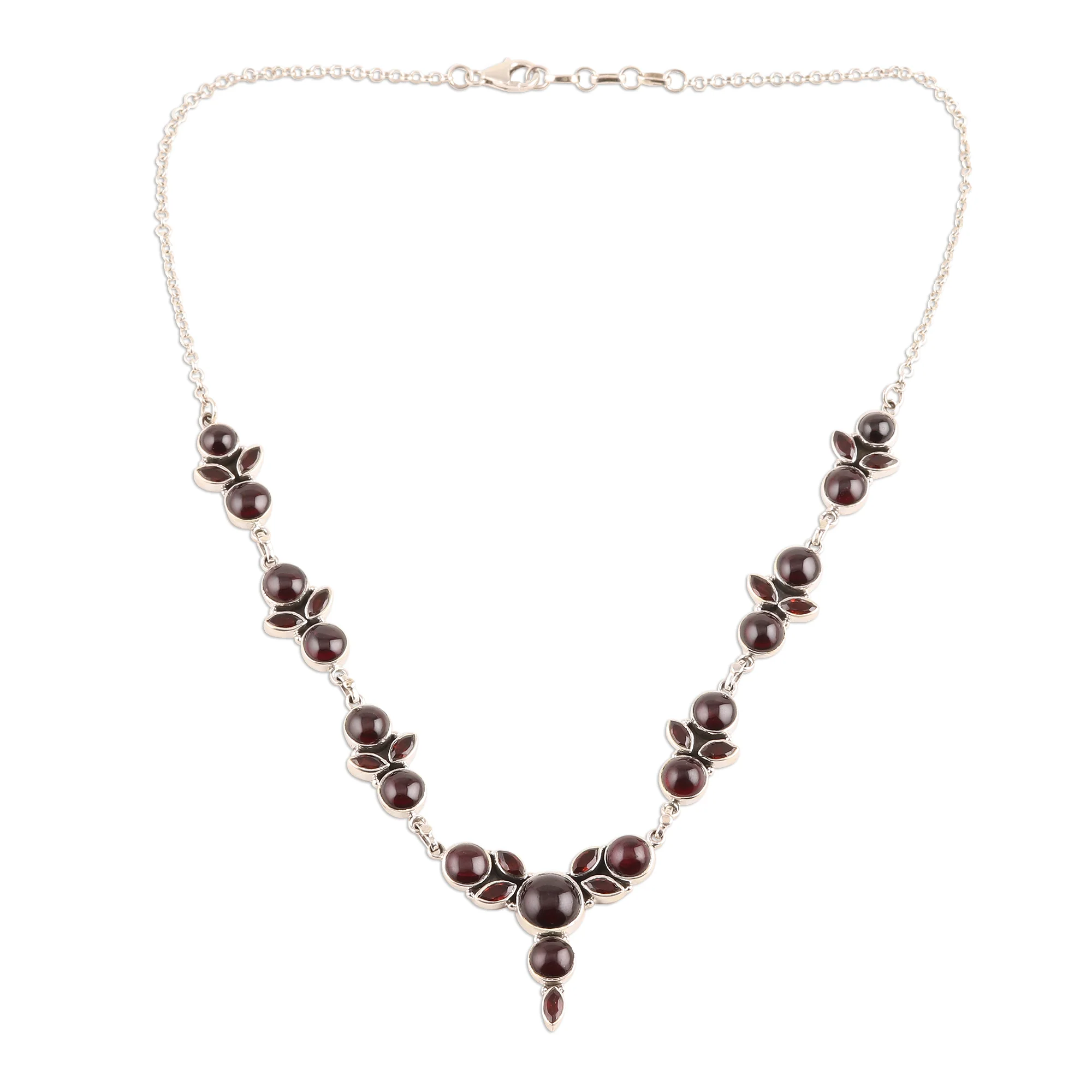 Perfect Radiance Garnet Link Pendant Necklace Crafted in India - Image 4