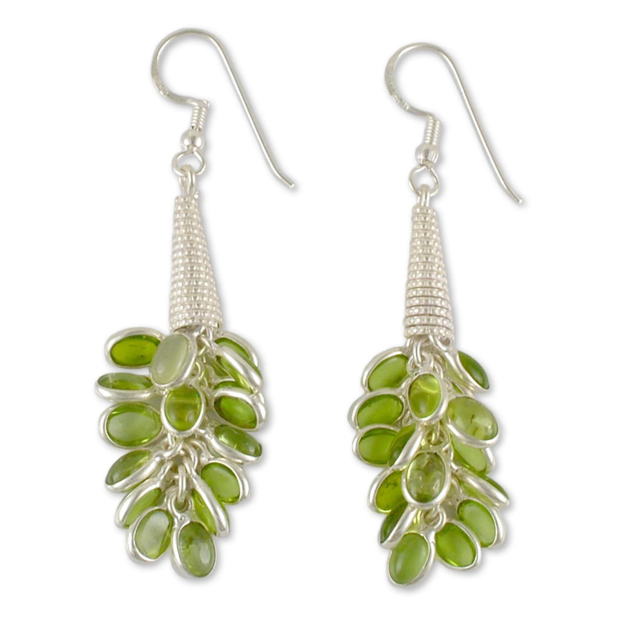 Peridot & Sterling Silver Cluster Earrings - Image 2
