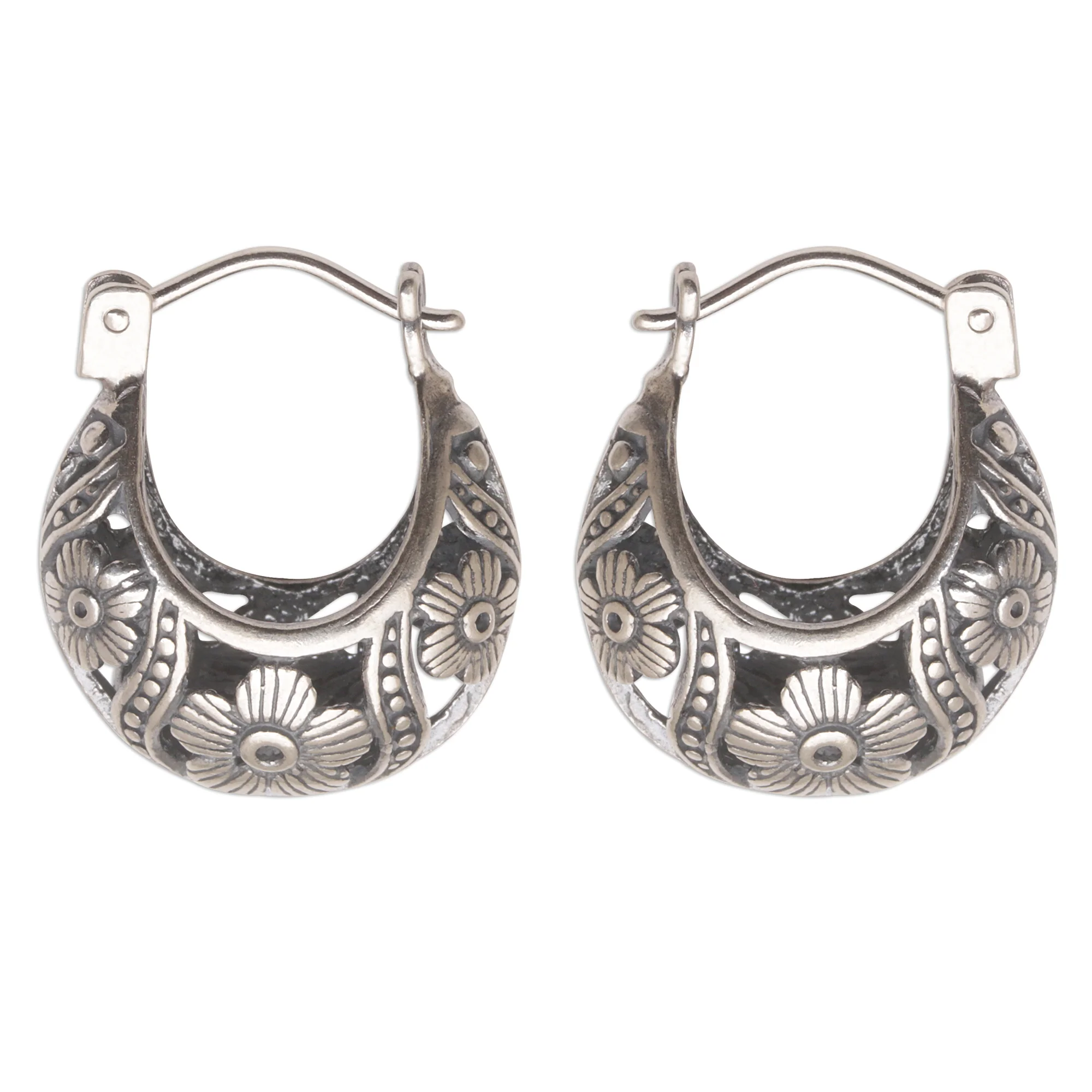 Petal Parade Handmade 925 Sterling Silver Dangle Earrings Flower Petals - Image 2