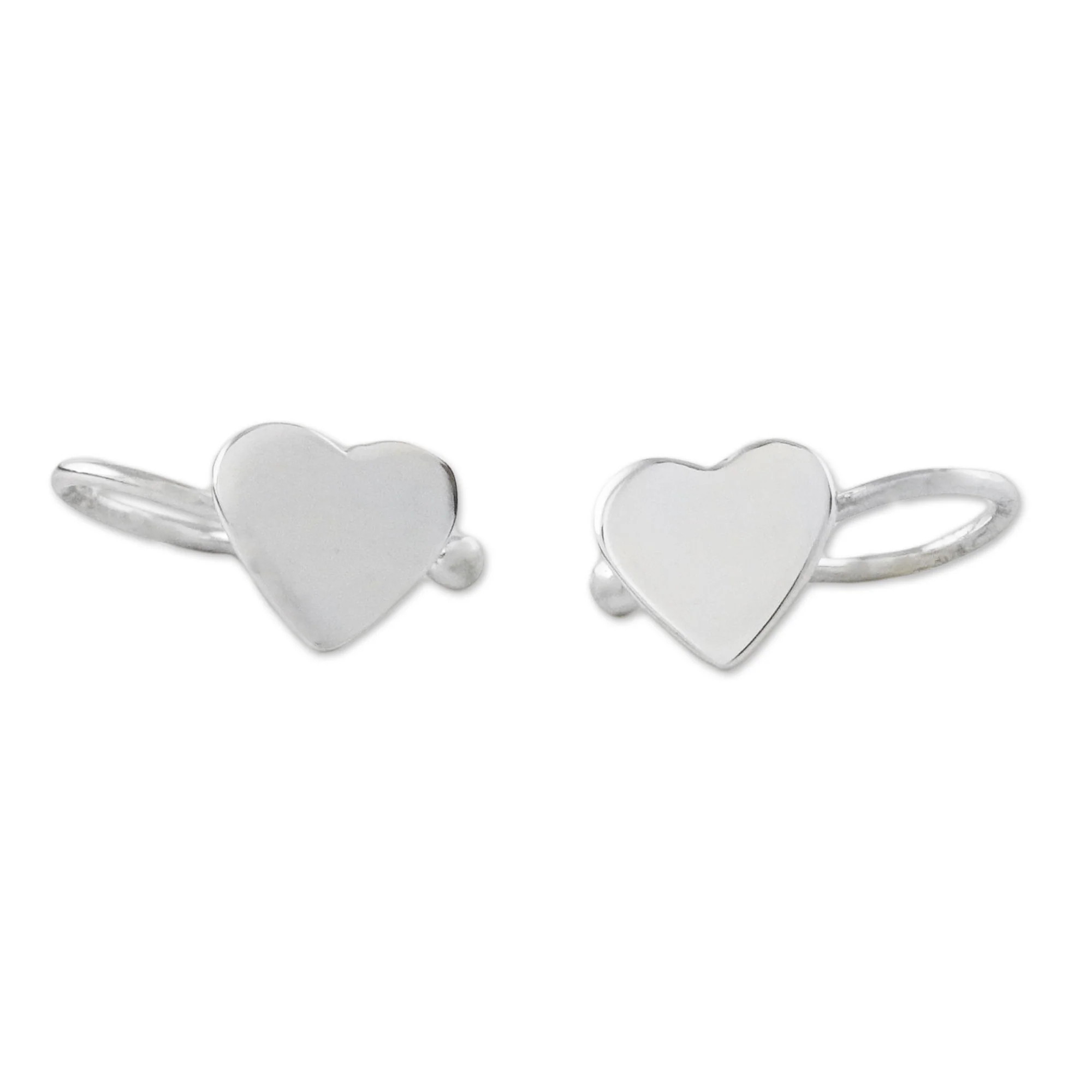 Petite Hearts Handcrafted Sterling Silver Heart Ear Cuffs from Thailand - Image 2